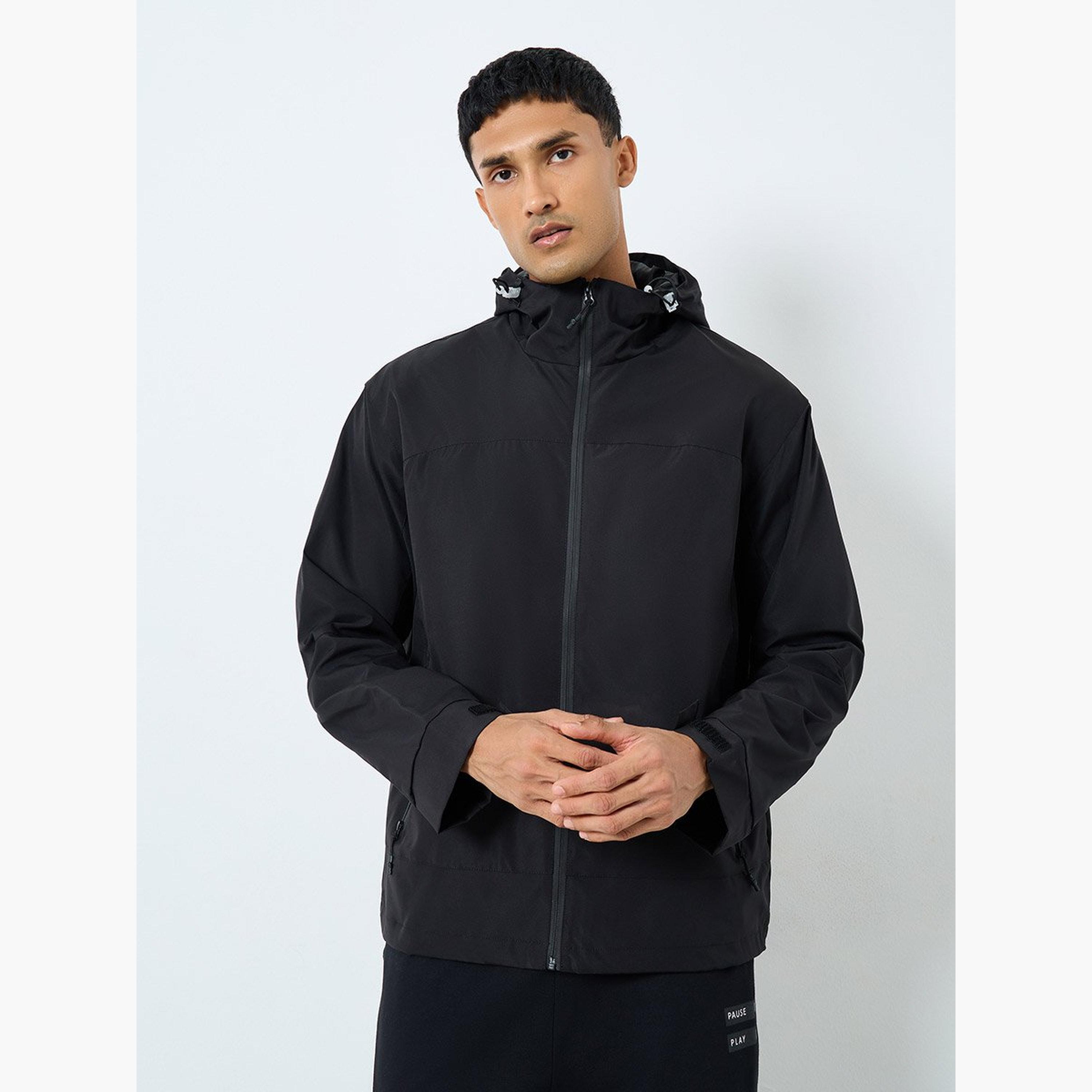 Styli Solid Hooded Neck Long Sleeves Men's Zip Through Jacket-men-clothing-jacketsandblazers-jackets-image-3