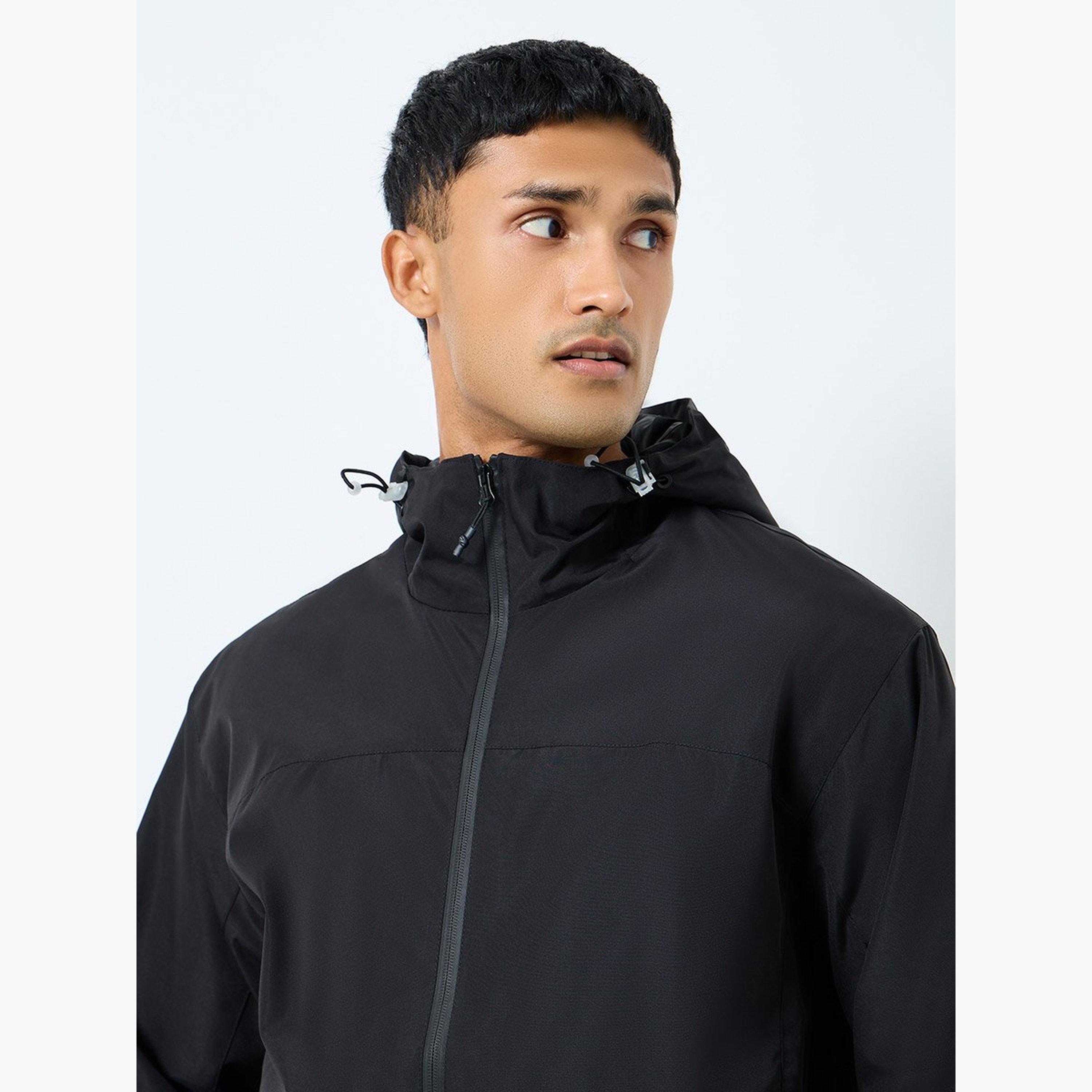 Styli Solid Hooded Neck Long Sleeves Men's Zip Through Jacket-men-clothing-jacketsandblazers-jackets-image-4