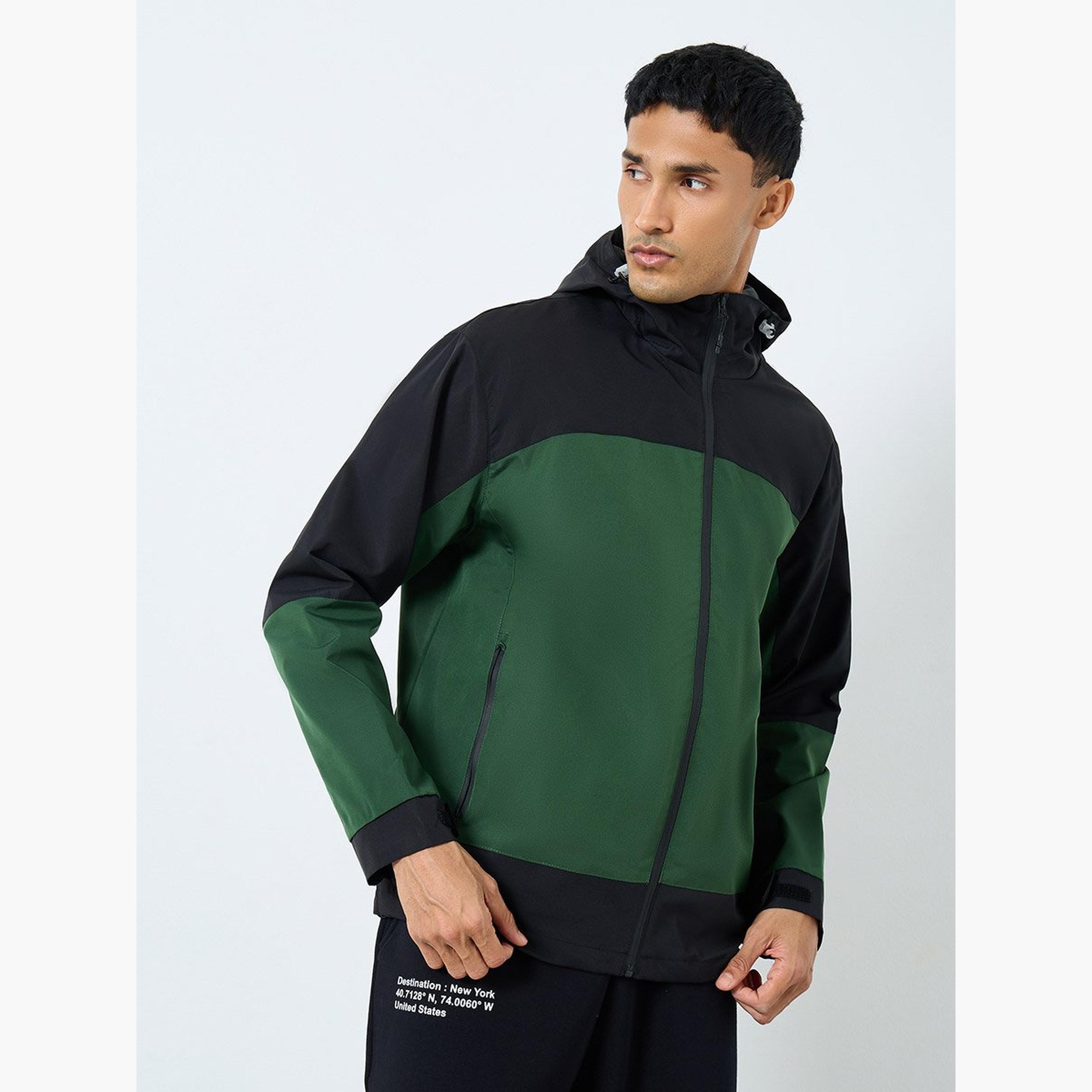 Styli Color Block Hooded Neck Long Sleeves Men's Zip Through Jacket-men-clothing-jacketsandblazers-jackets-image-1