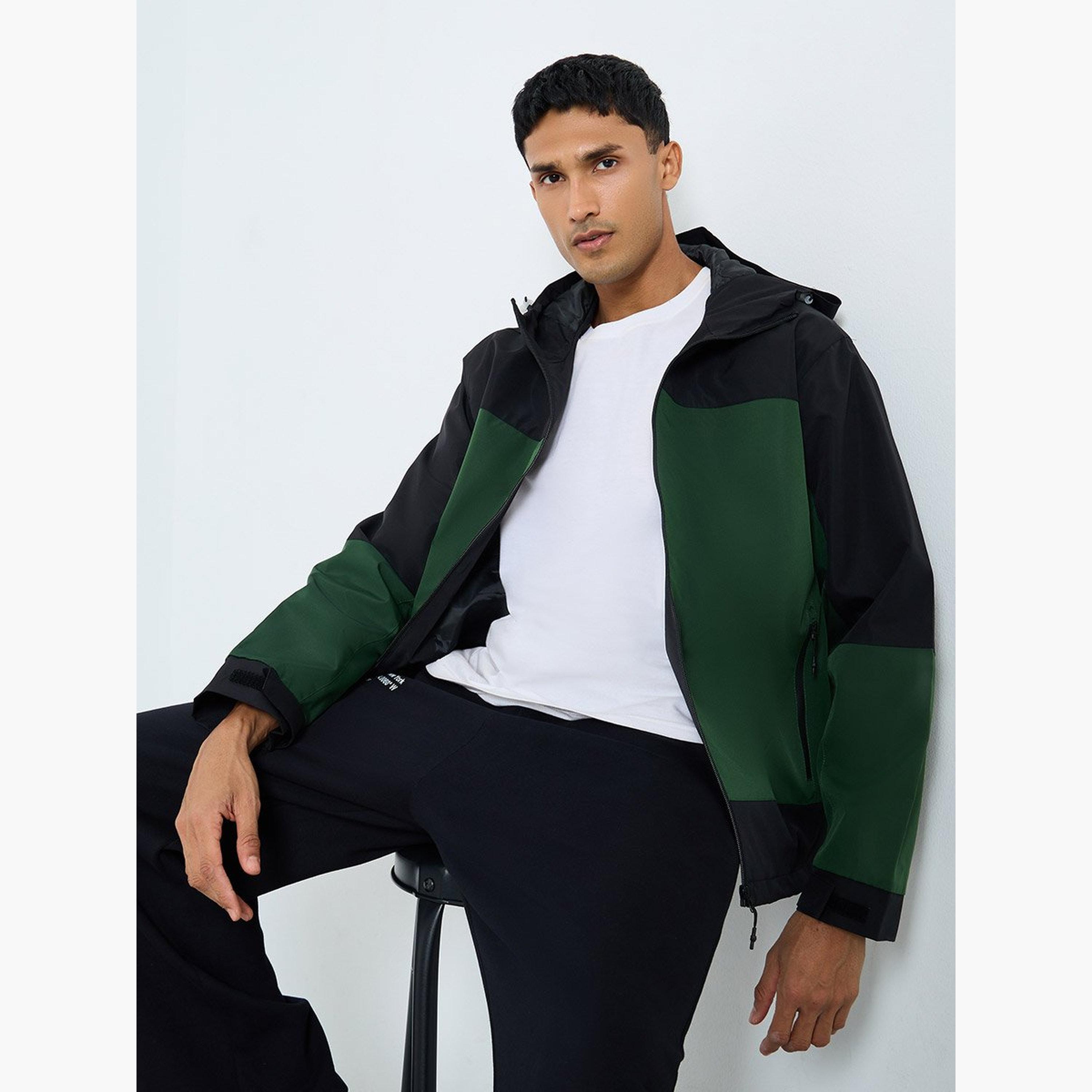 Styli Color Block Hooded Neck Long Sleeves Men's Zip Through Jacket-men-clothing-jacketsandblazers-jackets-image-3