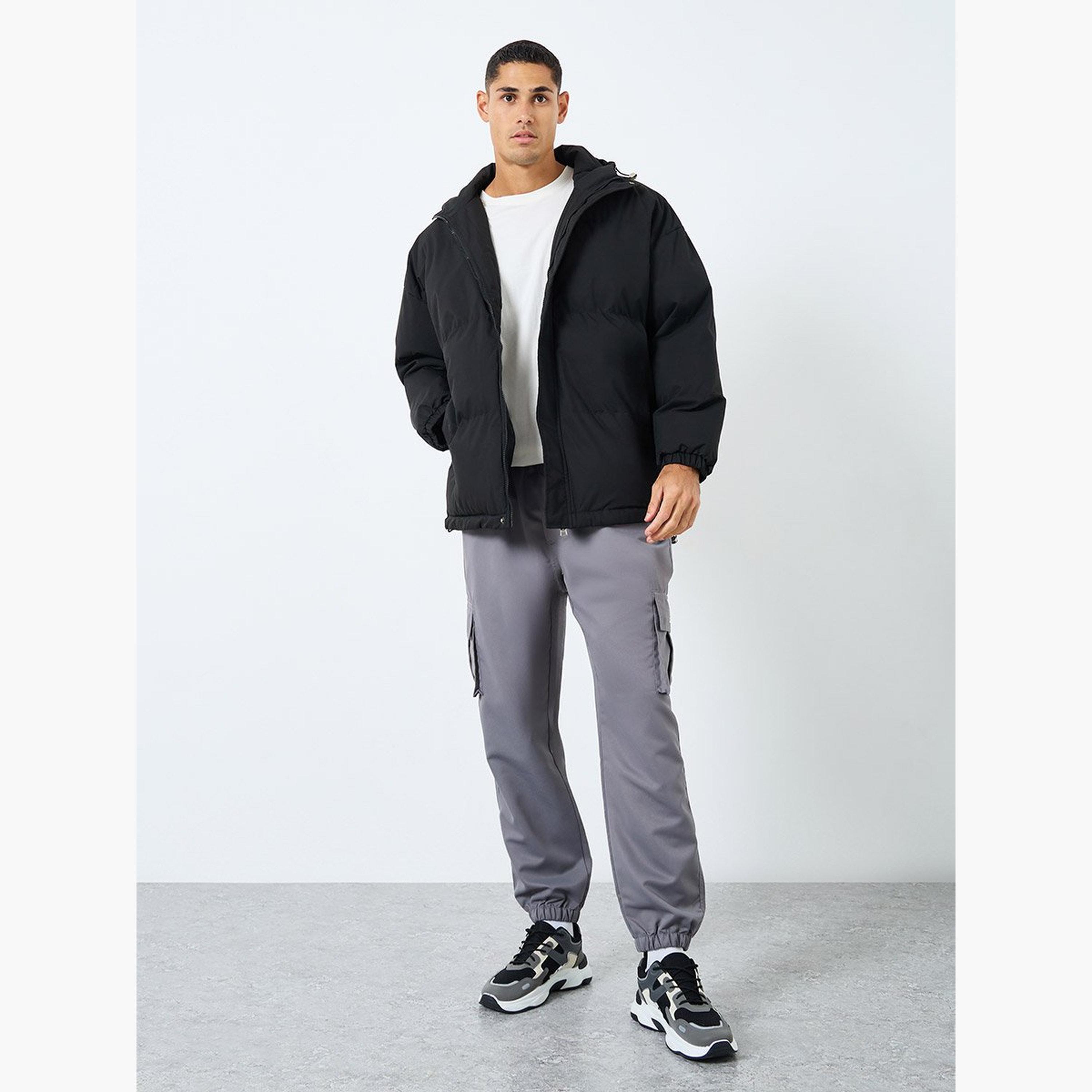 Styli Solid Hooded Neck Long Sleeves Men's Zip Through Puffer Jacket-men-clothing-jacketsandblazers-jackets-image-2
