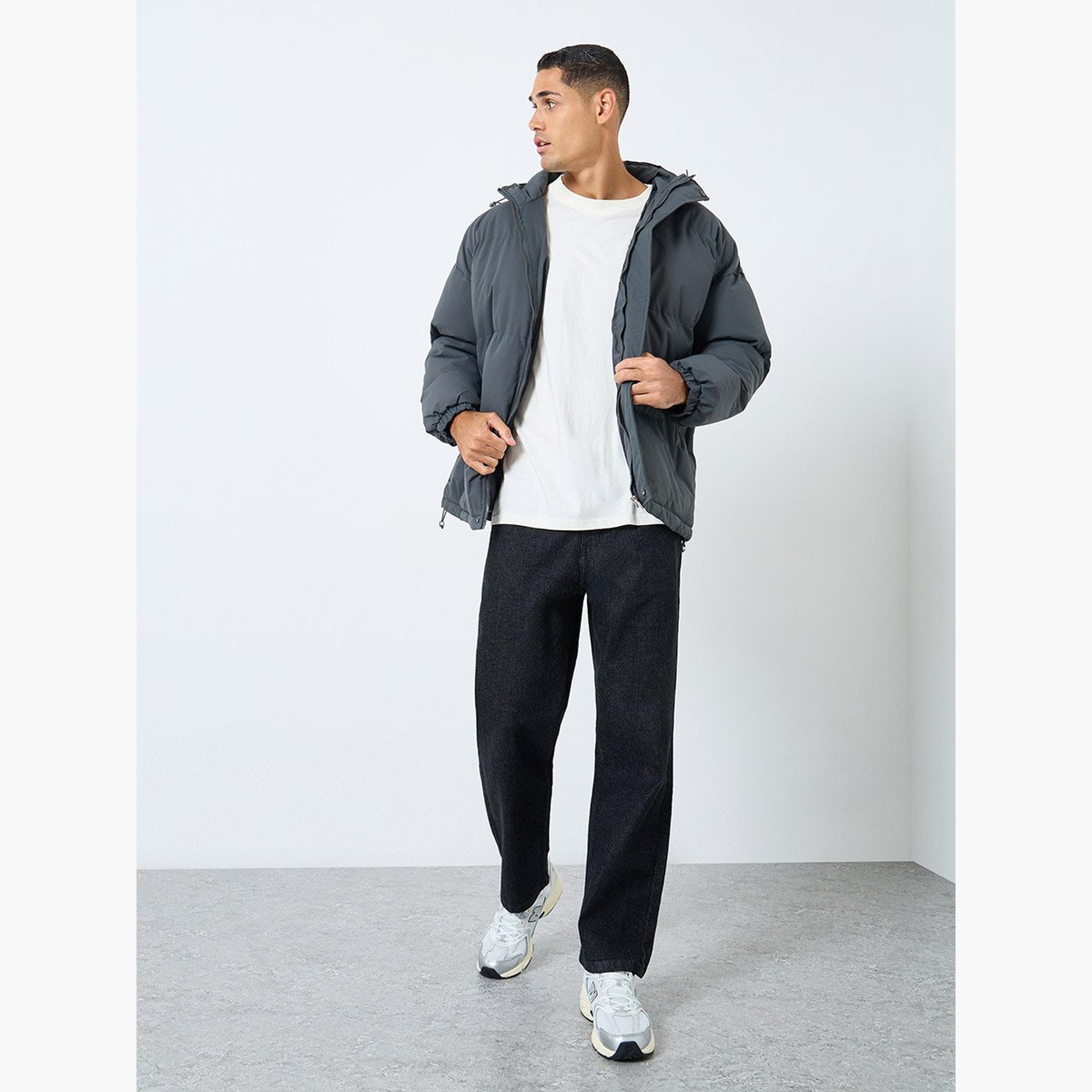 Styli Solid Hooded Neck Long Sleeves Men's Zip Through Puffer Jacket-men-clothing-jacketsandblazers-jackets-image-3