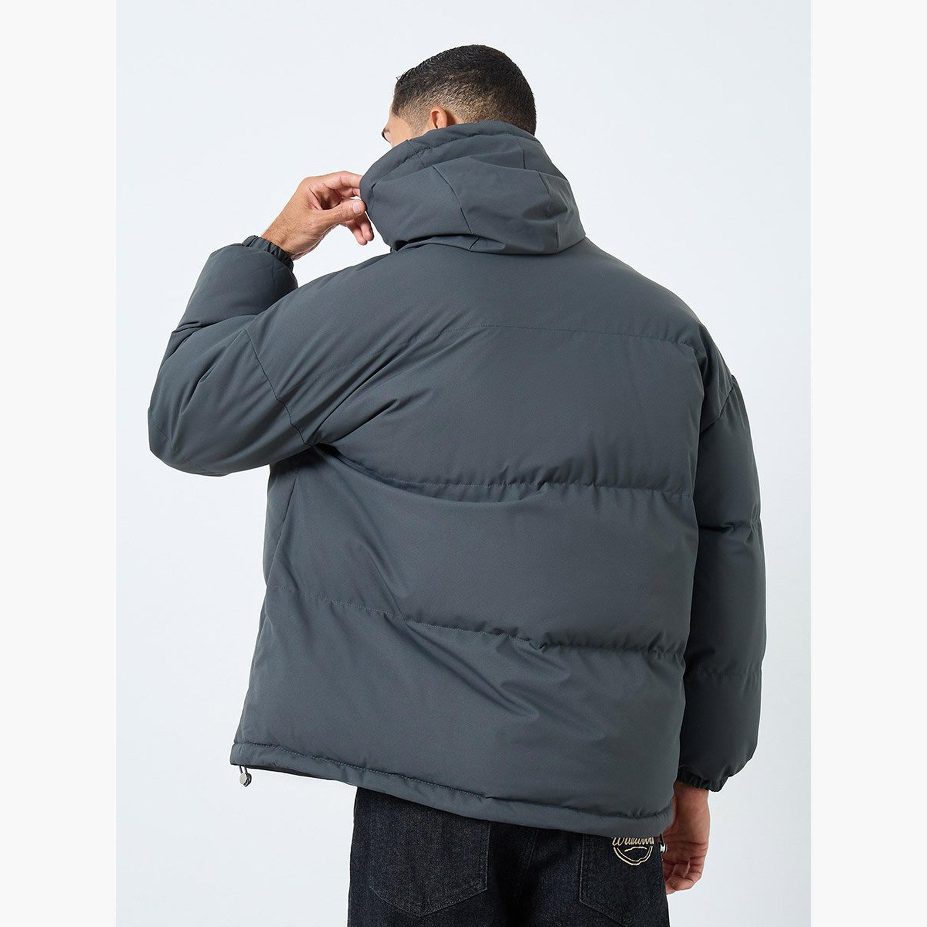 Styli Solid Hooded Neck Long Sleeves Men's Zip Through Puffer Jacket-men-clothing-jacketsandblazers-jackets-image-5