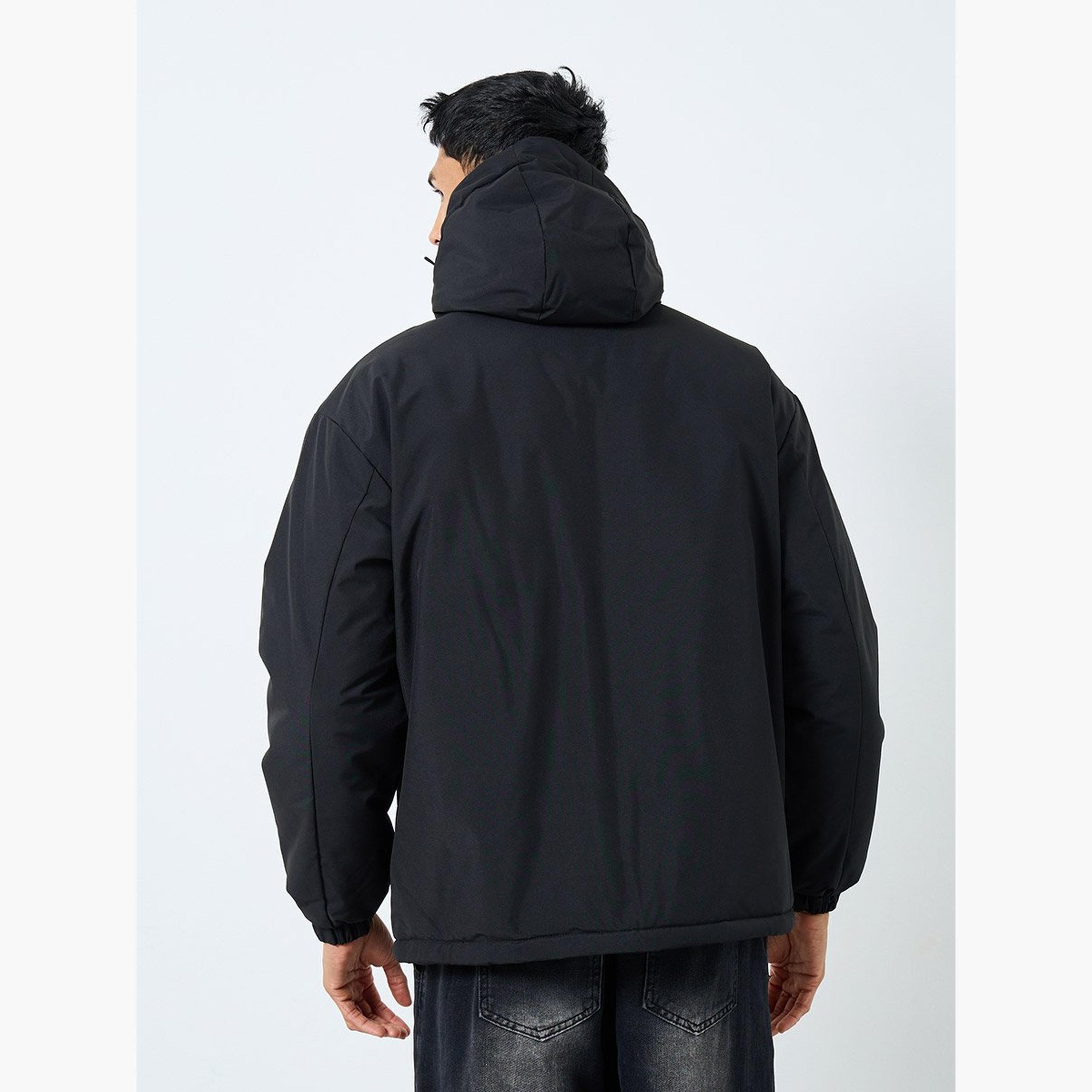 Styli Solid Hooded Neck Long Sleeves Men's Zip Through Windbreaker Jacket-men-clothing-jacketsandblazers-jackets-image-5