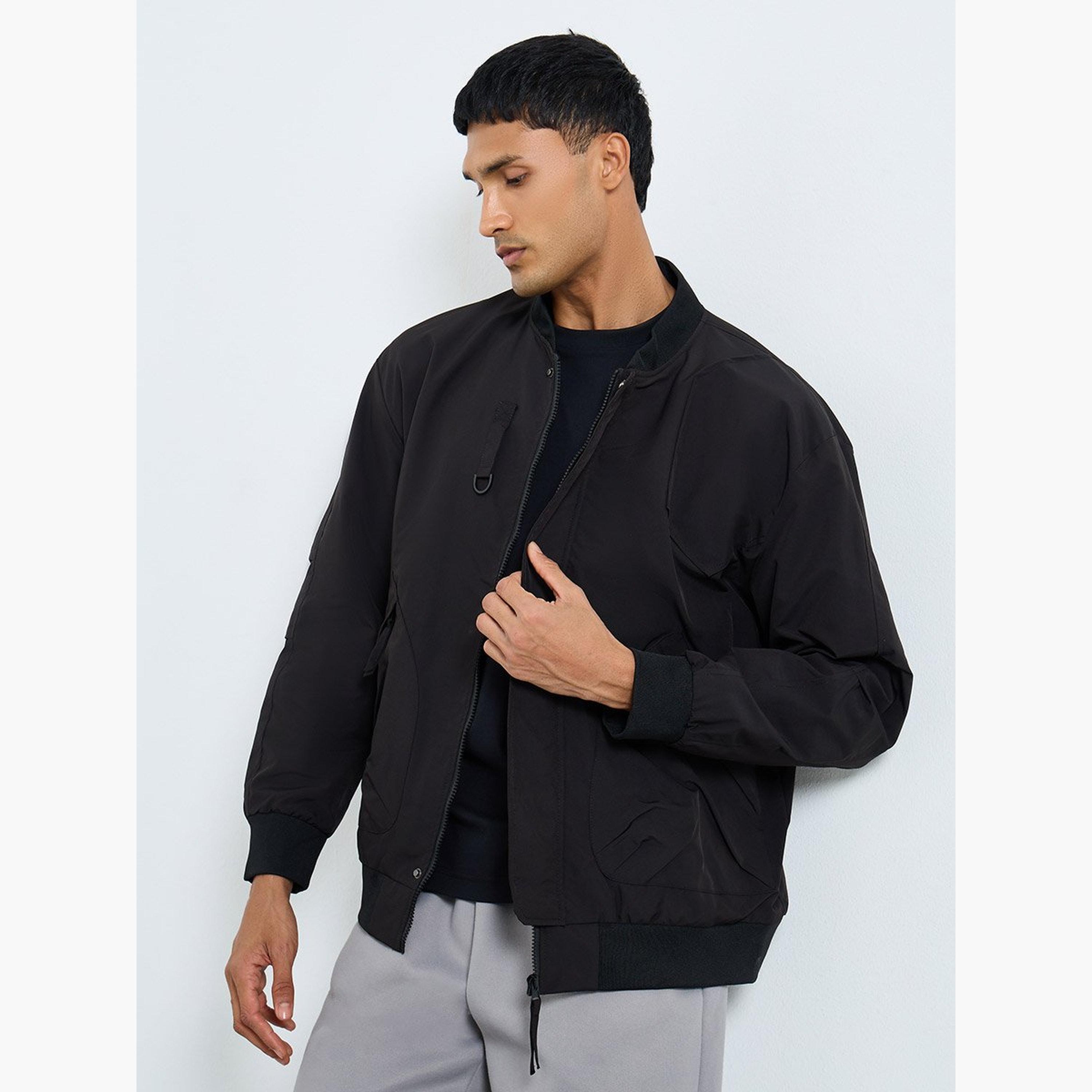 ستايلي - جاكيت بومبر للرجال أسود سادة-men-clothing-jacketsandblazers-jackets-image-5