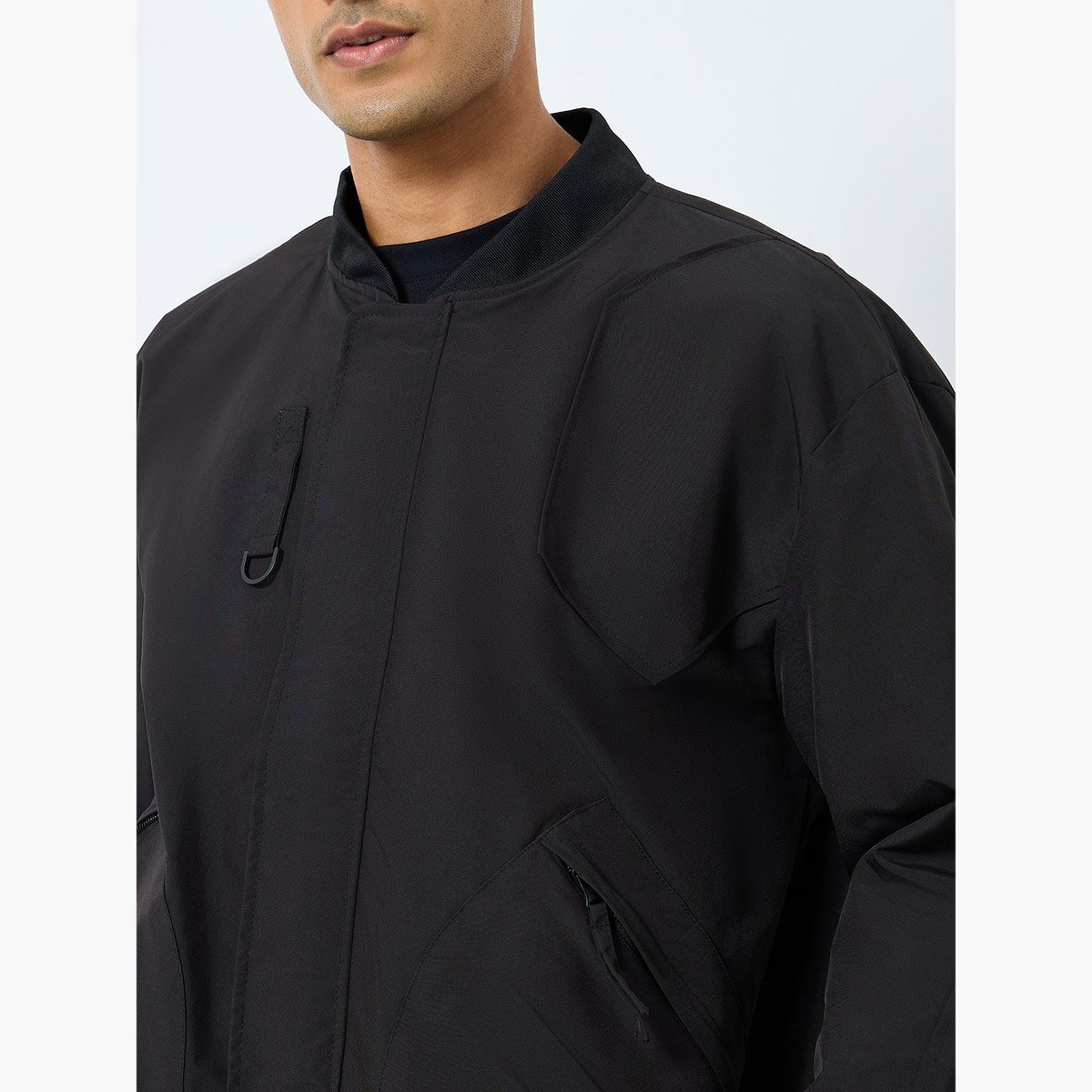 ستايلي - جاكيت بومبر للرجال أسود سادة-men-clothing-jacketsandblazers-jackets-image-3