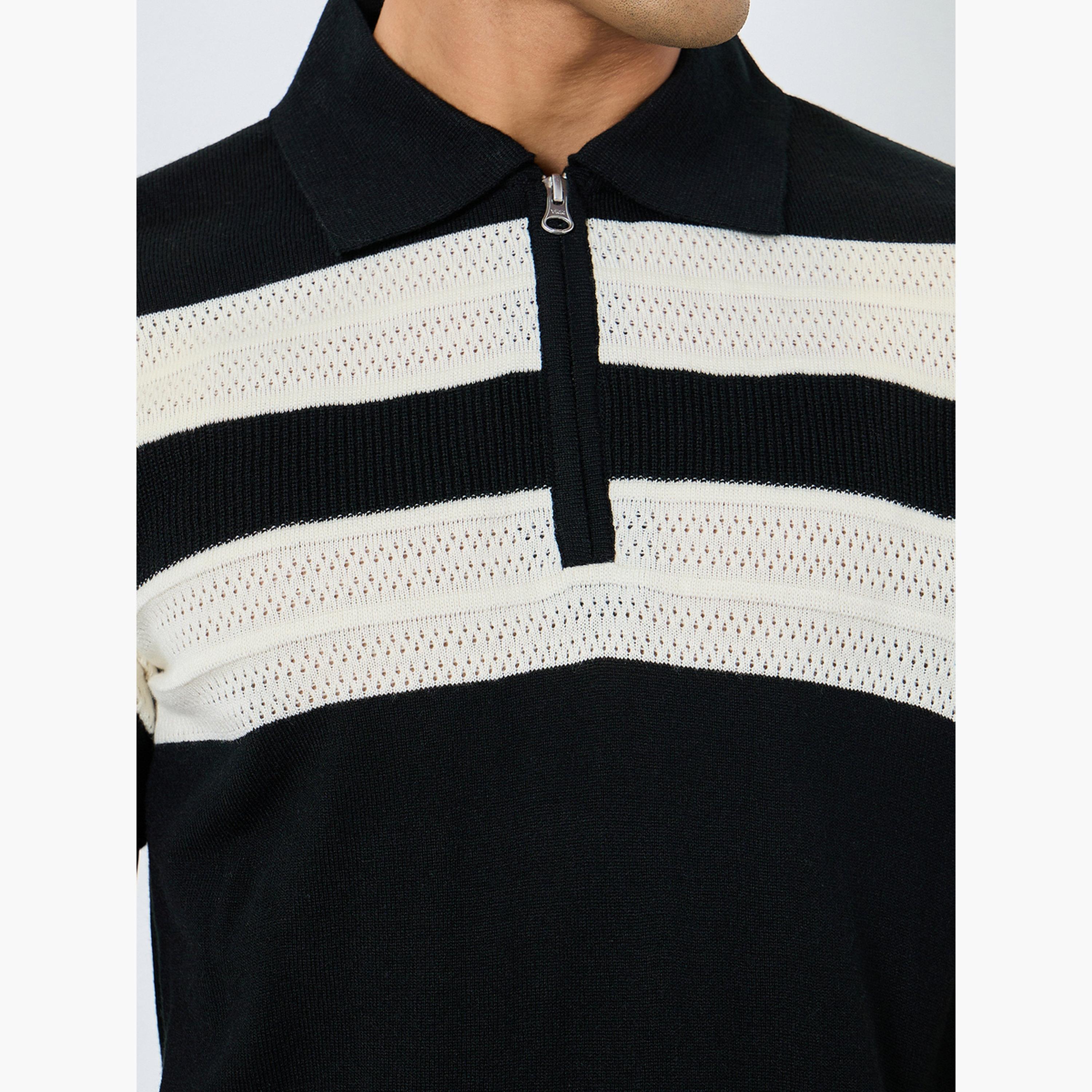 قميص بولو محبوك مخطط بلون أسود للرجال-men-clothing-tshirtsandpolos-polos-image-3