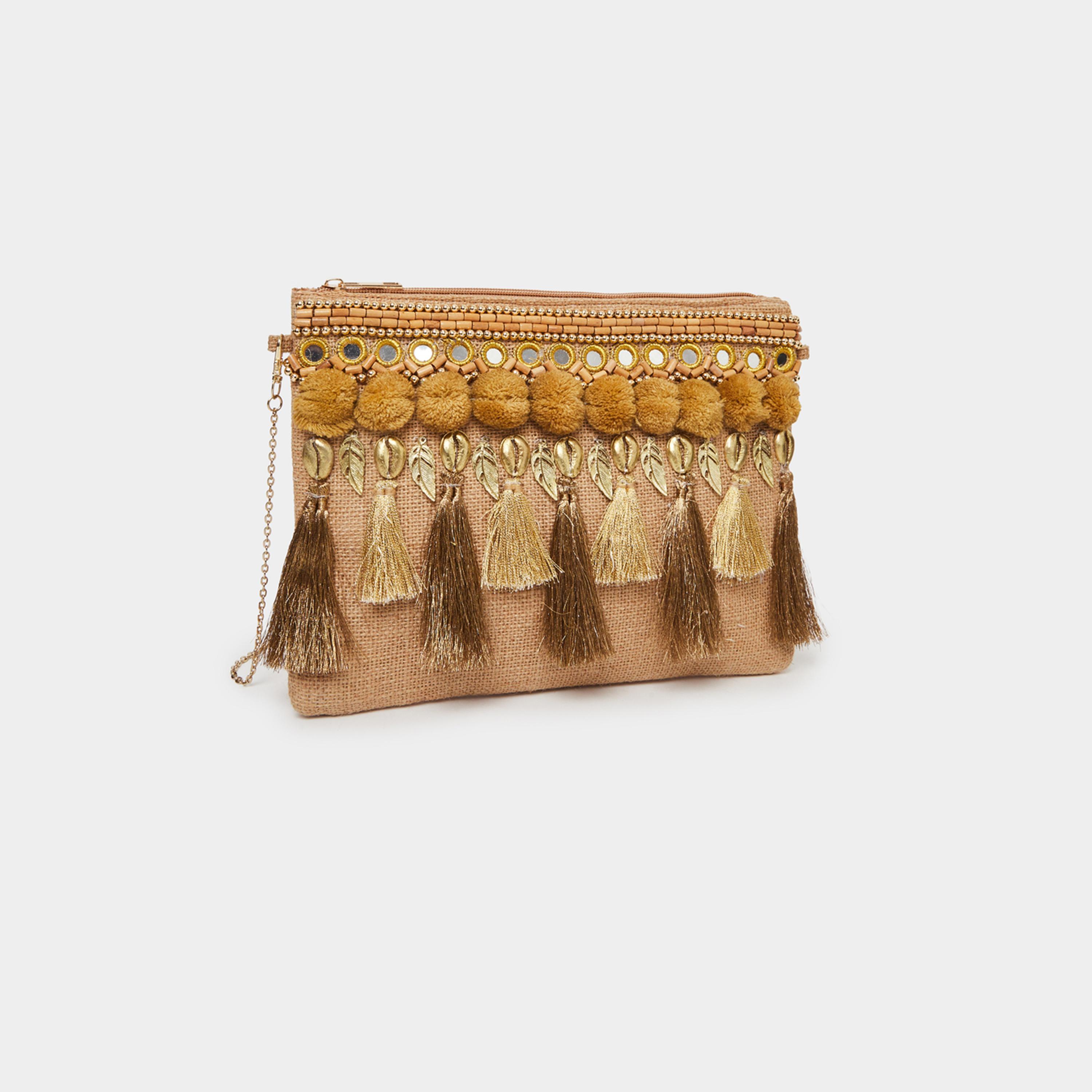 Styli Embroidered Tassel Clutch-women-bagsandwallets-handbags-image-1