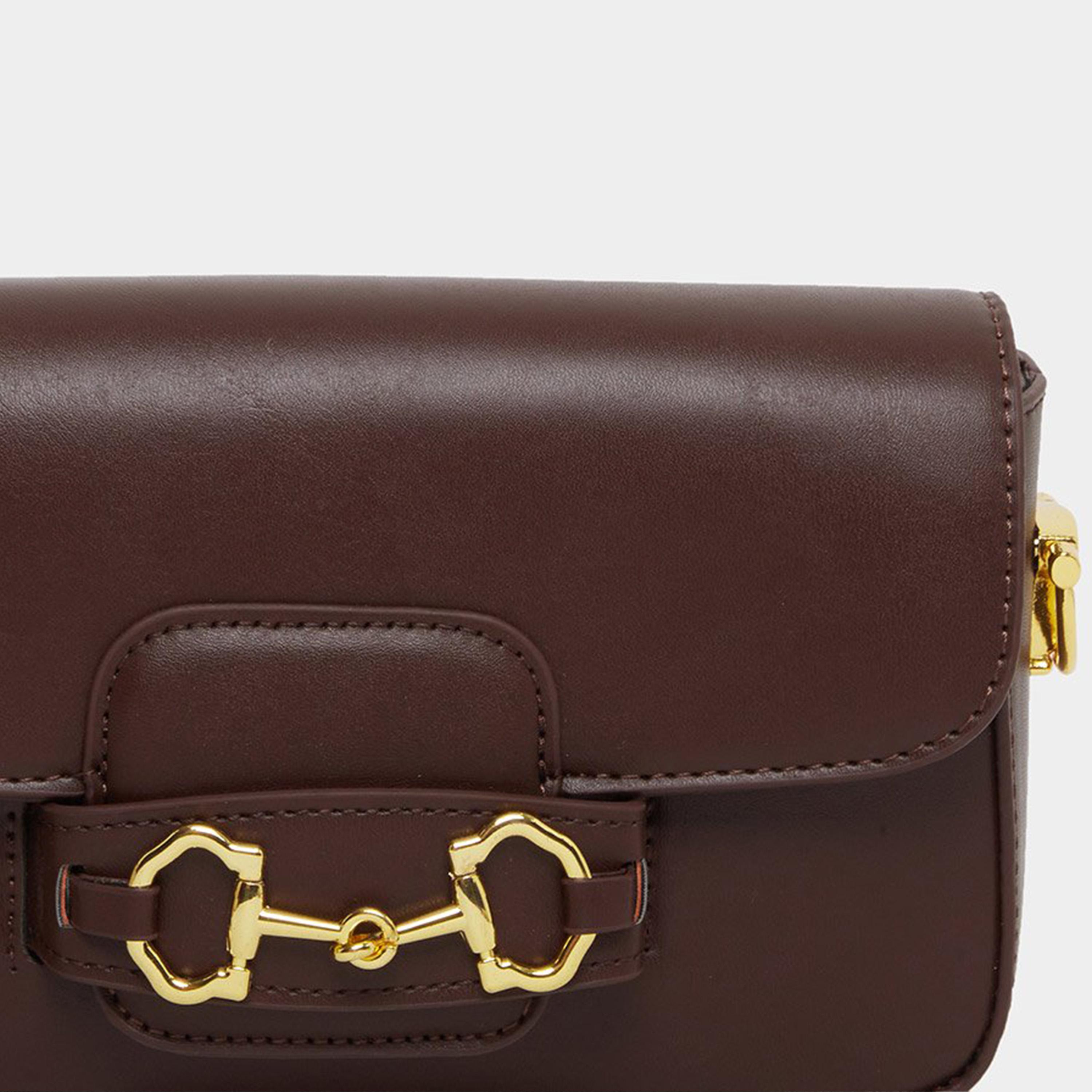 Styli Coffee Brown Baguette Bag with Gold Hardware-women-bagsandwallets-handbags-image-3