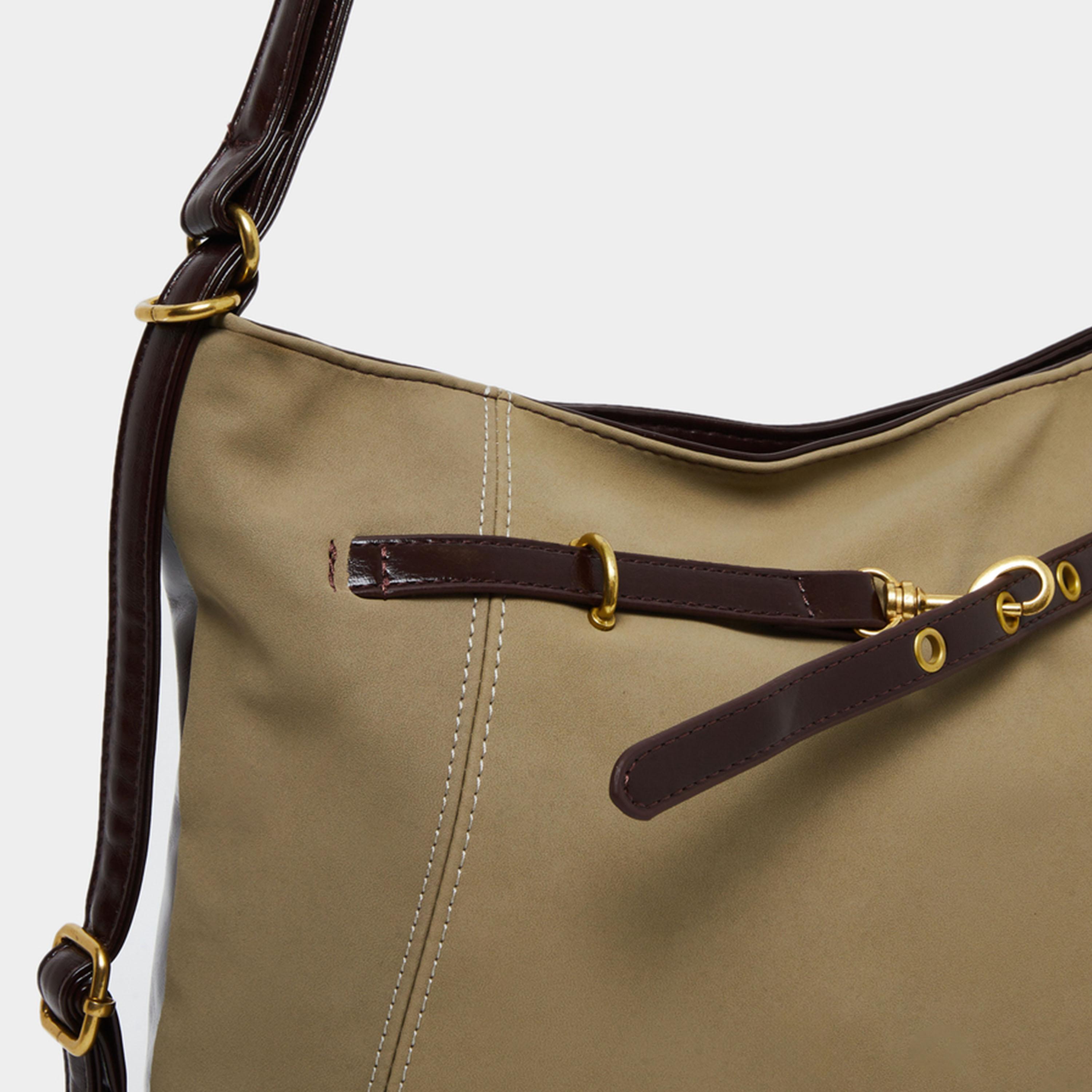 Styli Khaki Shoulder Bag with Brown Leather Detail-women-bagsandwallets-handbags-image-4