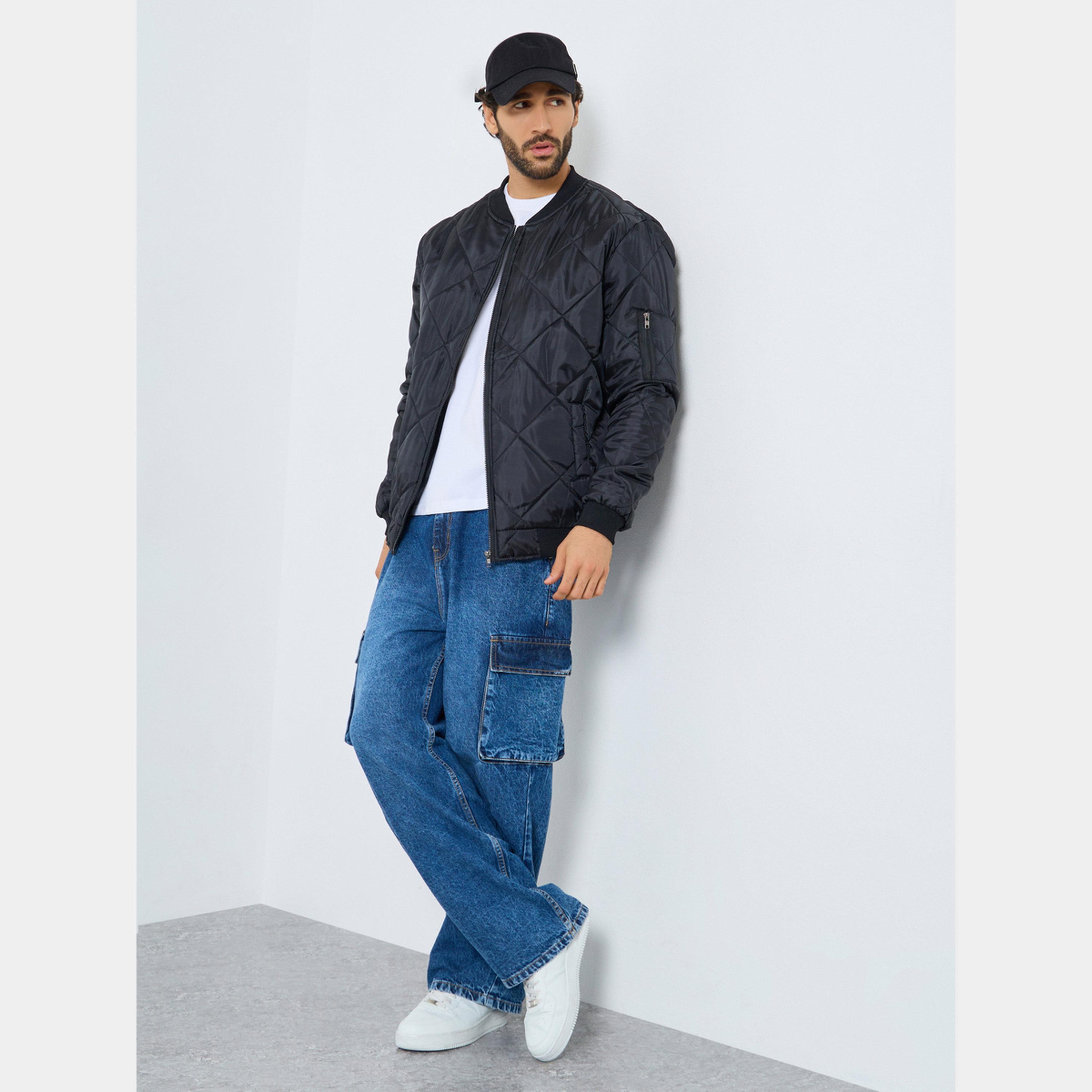 ستايلي - جاكيت رجالي خفيف الوزن مبطن برقبة دائرية وأكمام طويلة وسحاب-men-clothing-jacketsandblazers-jackets-image-2