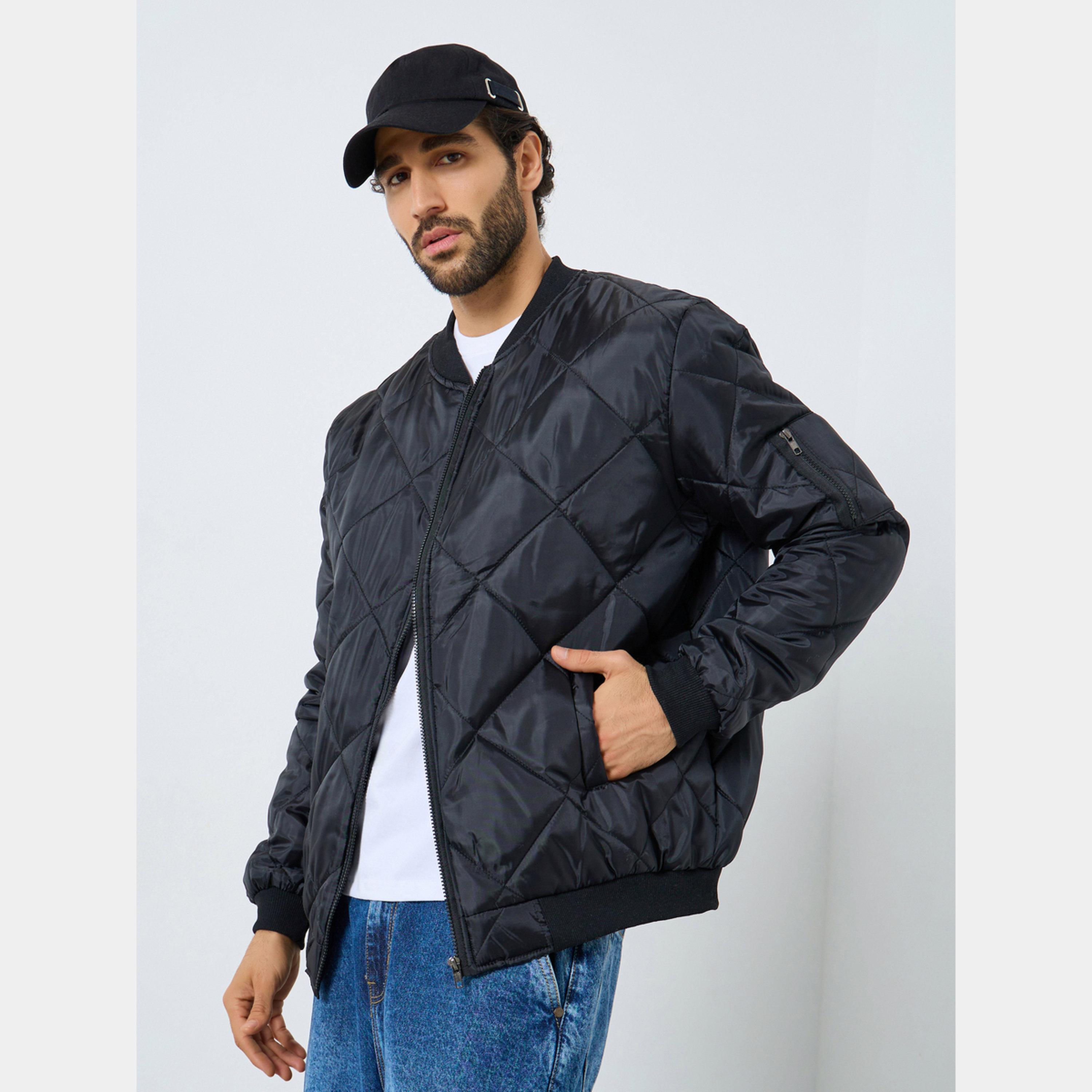 ستايلي - جاكيت رجالي خفيف الوزن مبطن برقبة دائرية وأكمام طويلة وسحاب-men-clothing-jacketsandblazers-jackets-image-3