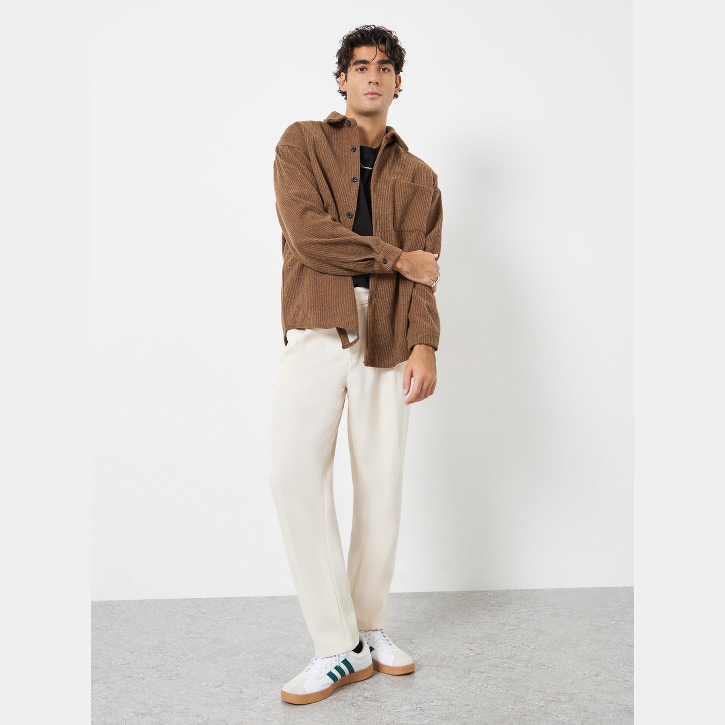 ستايلي - جاكيت رجالي من قماش مخملي مضلع بأكمام طويلة وياقة منقوش وأزرار-men-clothing-jacketsandblazers-jackets-image-2