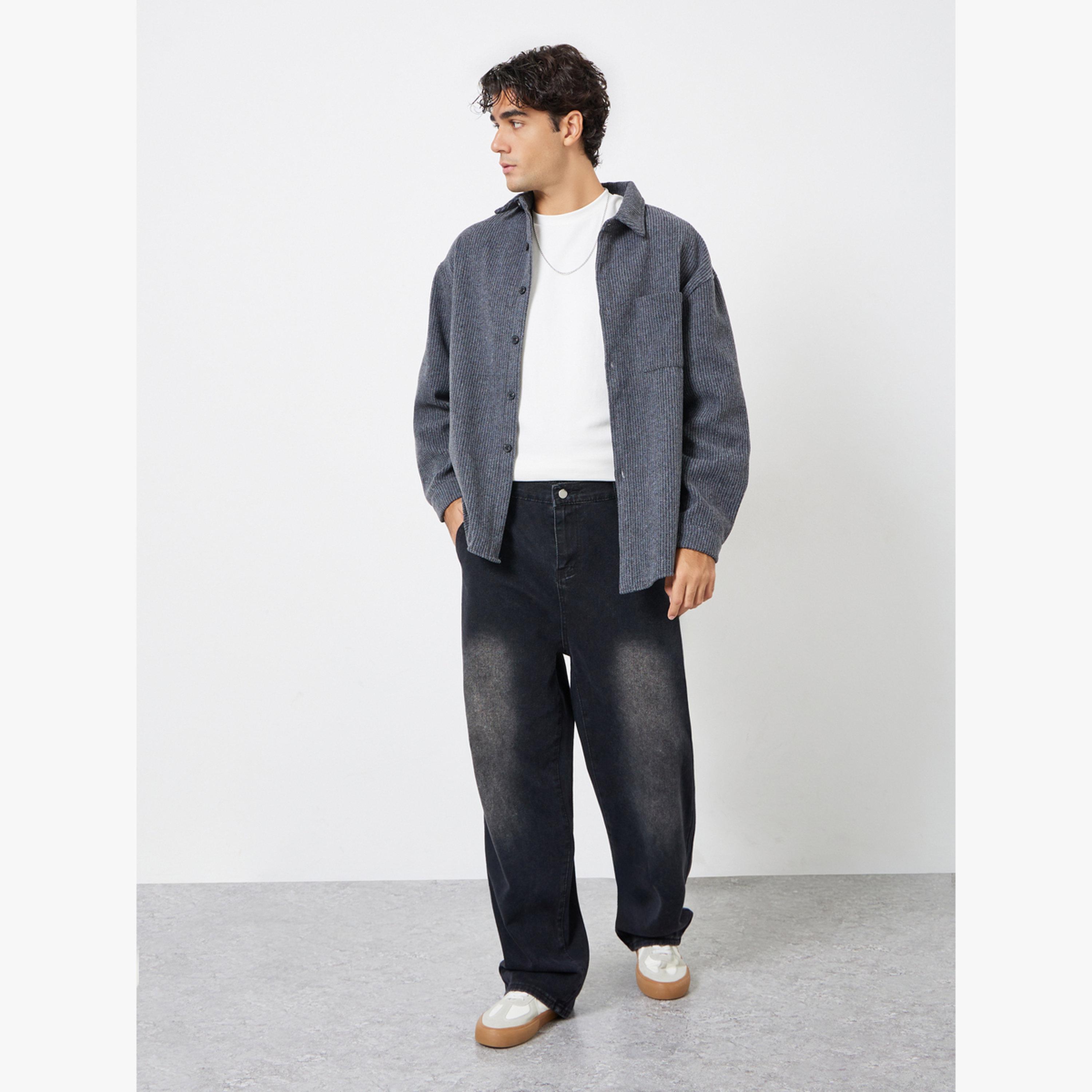 Styli Men Grey Corduroy Jacket with Buttons-men-clothing-jacketsandblazers-jackets-image-2