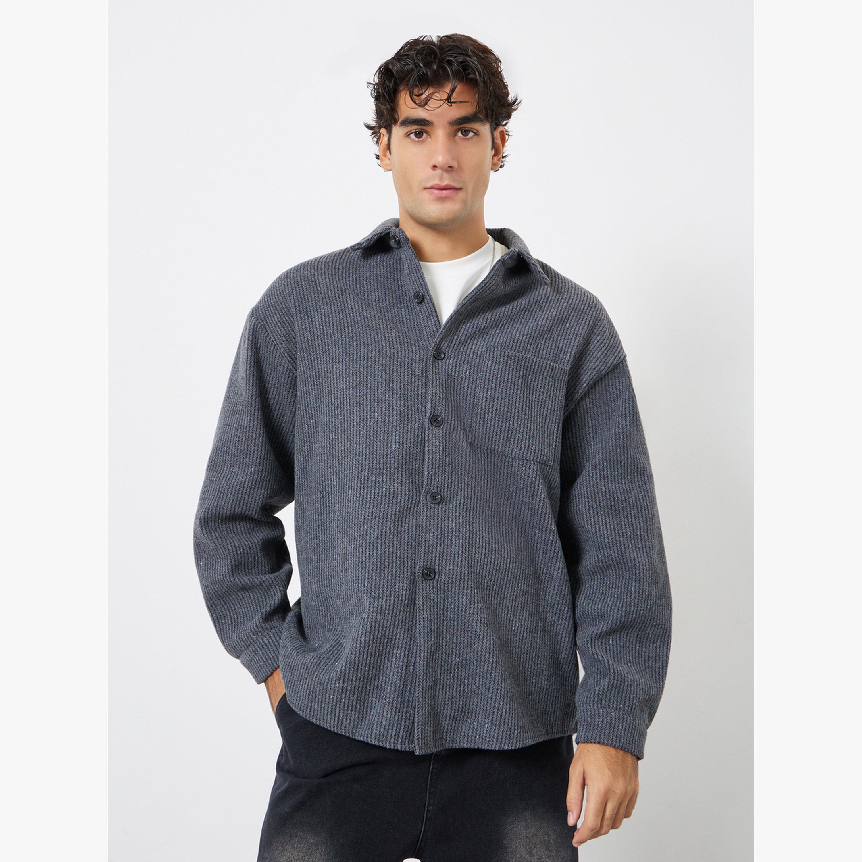 Styli Men Grey Corduroy Jacket with Buttons-men-clothing-jacketsandblazers-jackets-image-3