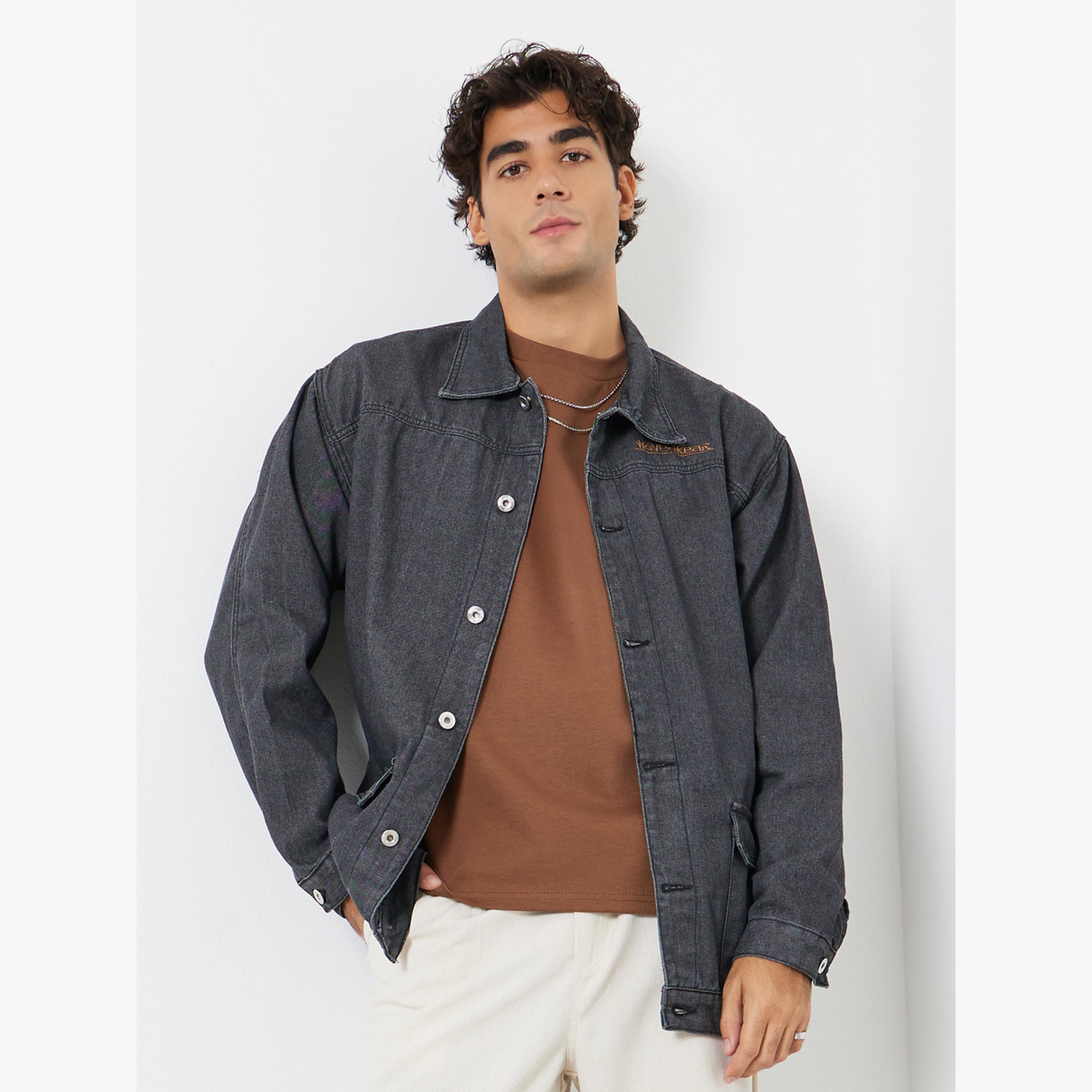 Styli Men Oversized Denim Jacket with Flap Pocket-men-clothing-jacketsandblazers-jackets-image-1