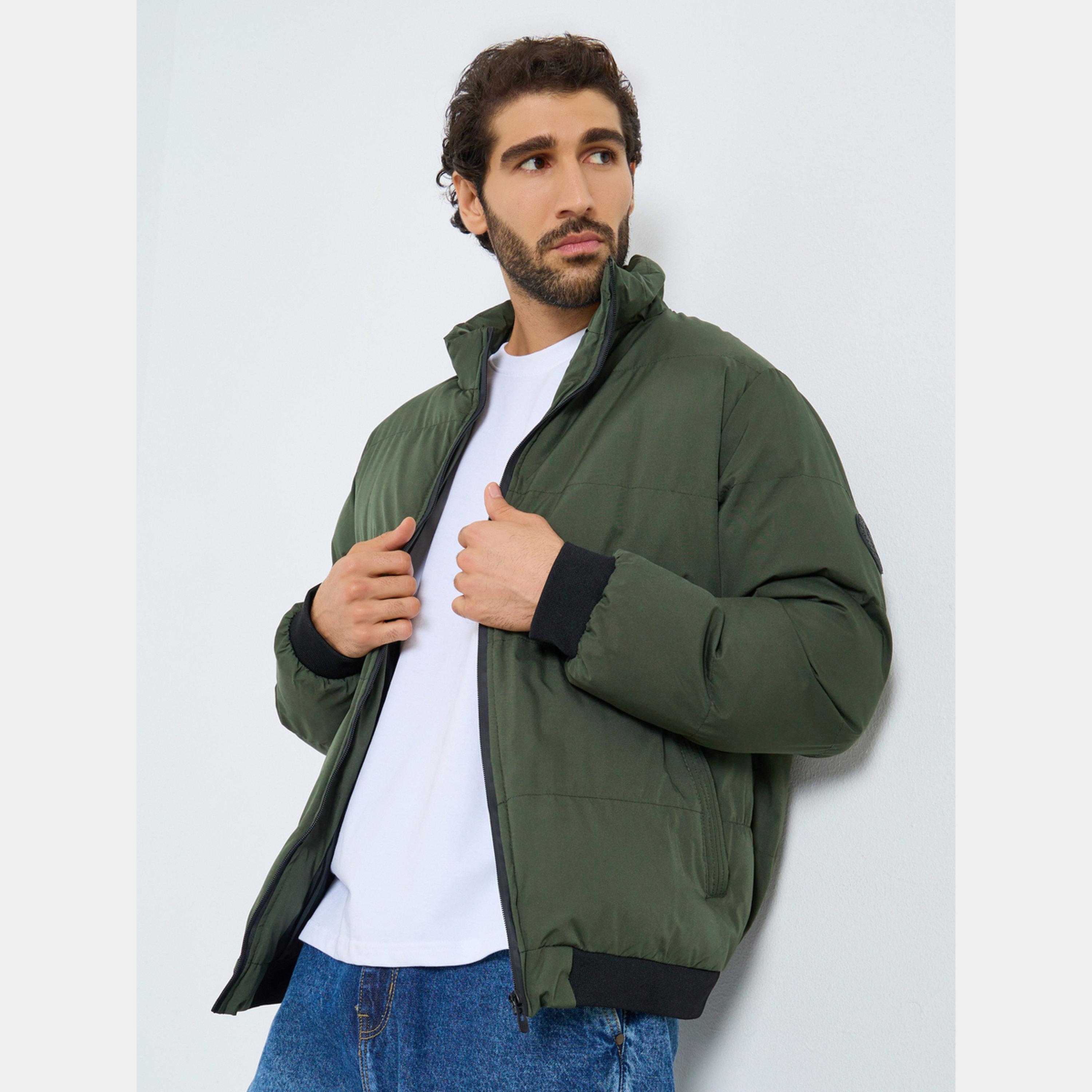 Styli Men Olive Relaxed Fit Puffer Jacket-men-clothing-jacketsandblazers-jackets-image-3