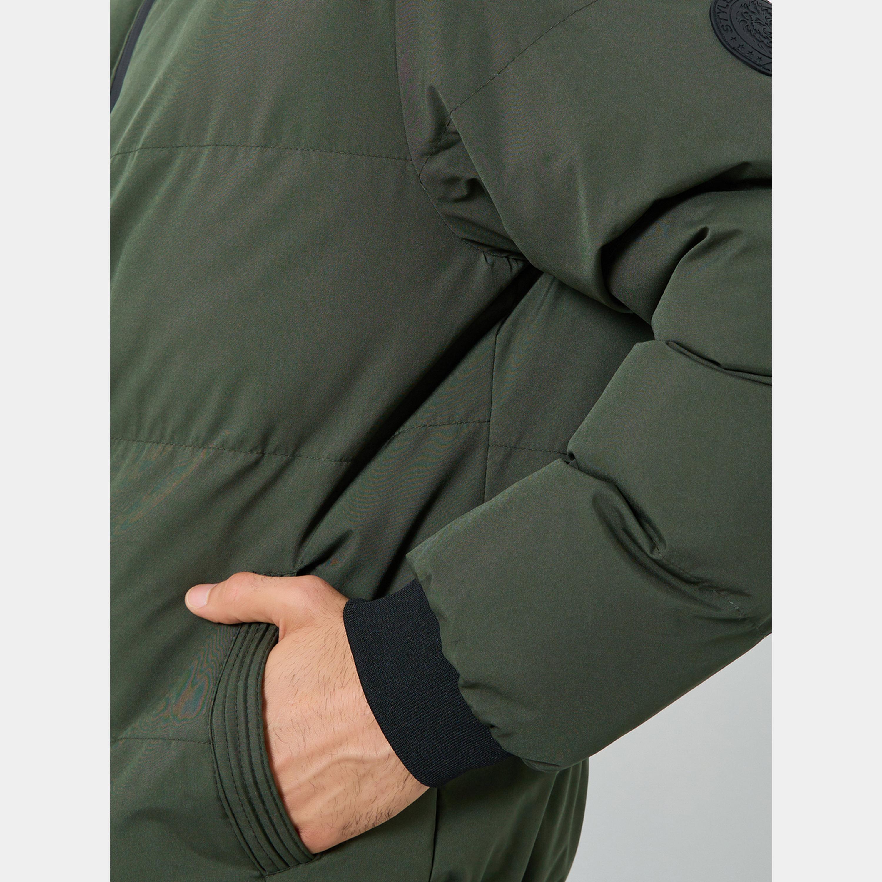 Styli Men Olive Relaxed Fit Puffer Jacket-men-clothing-jacketsandblazers-jackets-image-4