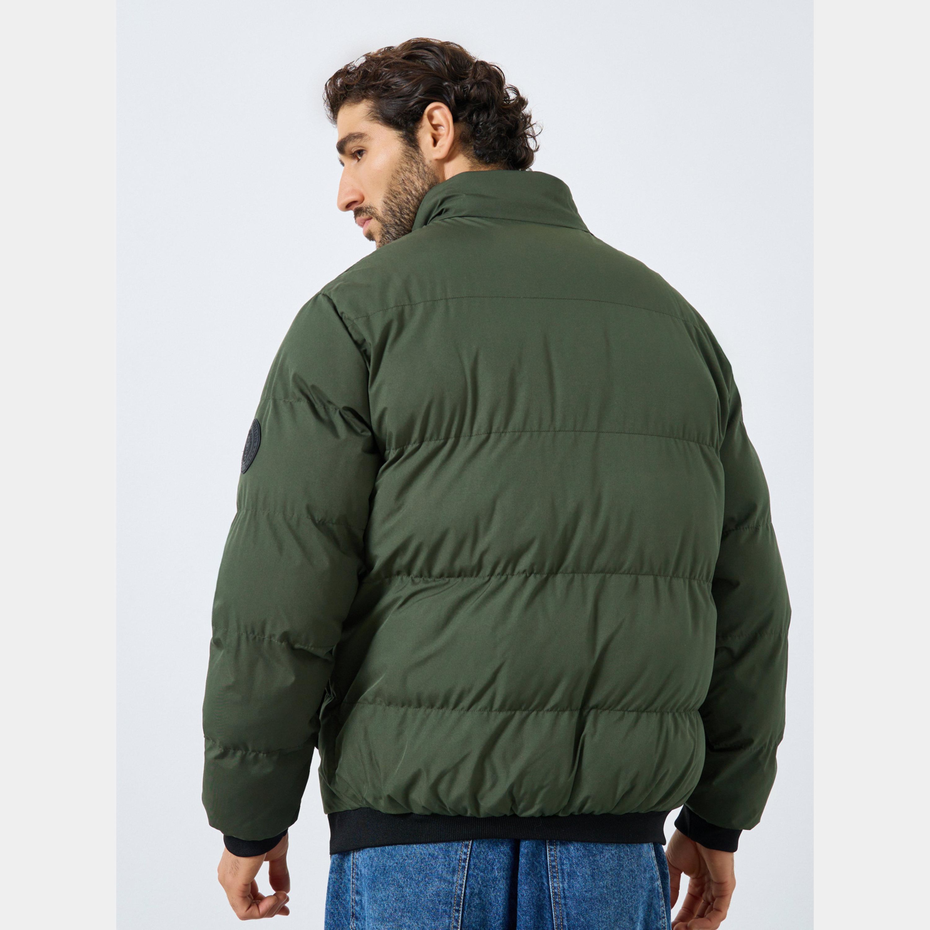 Styli Men Olive Relaxed Fit Puffer Jacket-men-clothing-jacketsandblazers-jackets-image-5