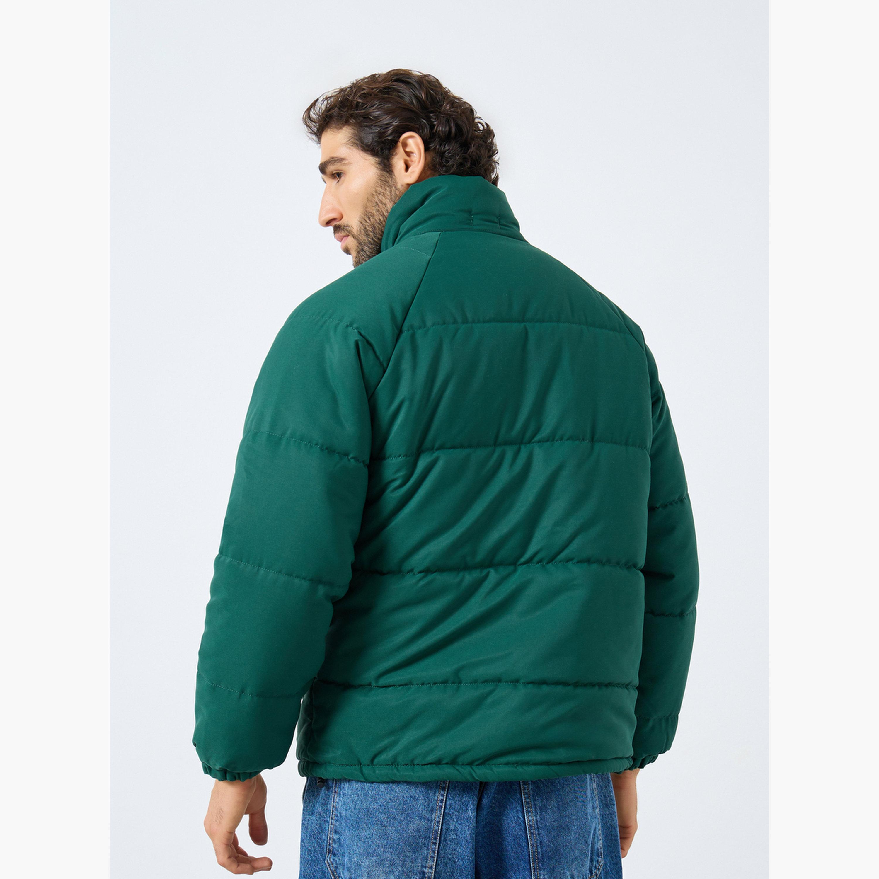 Styli Solid High Neck Long Sleeves Men's Zip Through Puffer Jacket-men-winterwear-jacketsandblazers-image-4