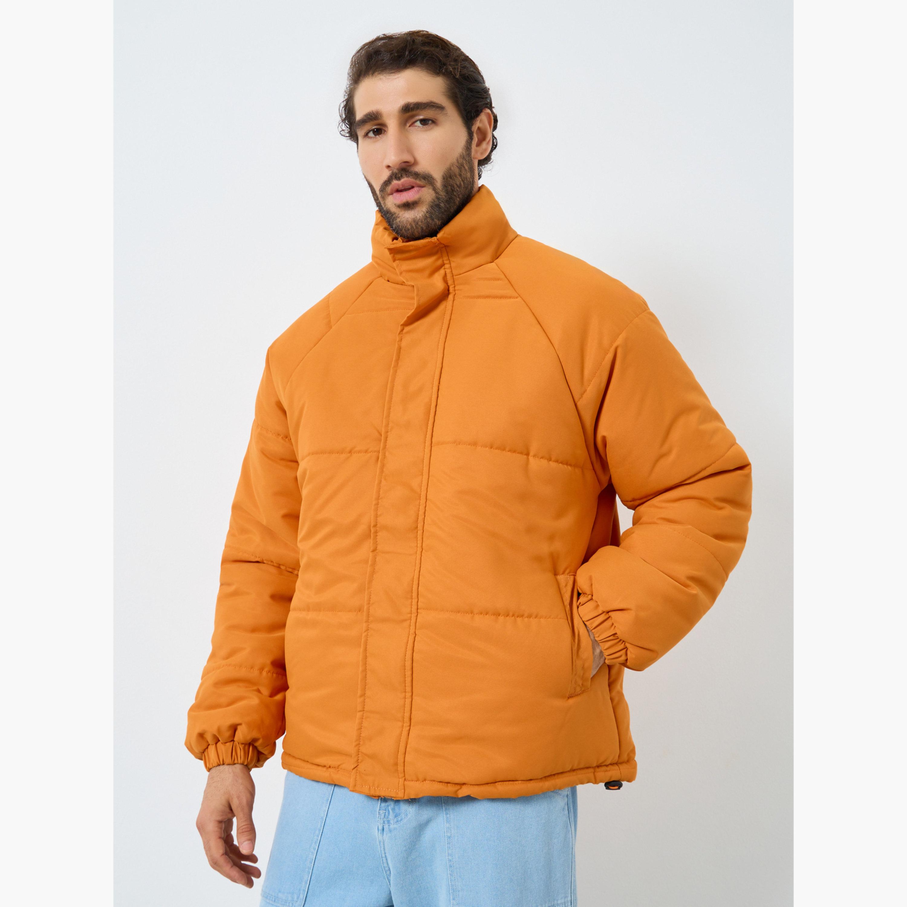 Styli Solid High Neck Long Sleeves Men's Zip Through Puffer Jacket-men-winterwear-jacketsandblazers-image-3