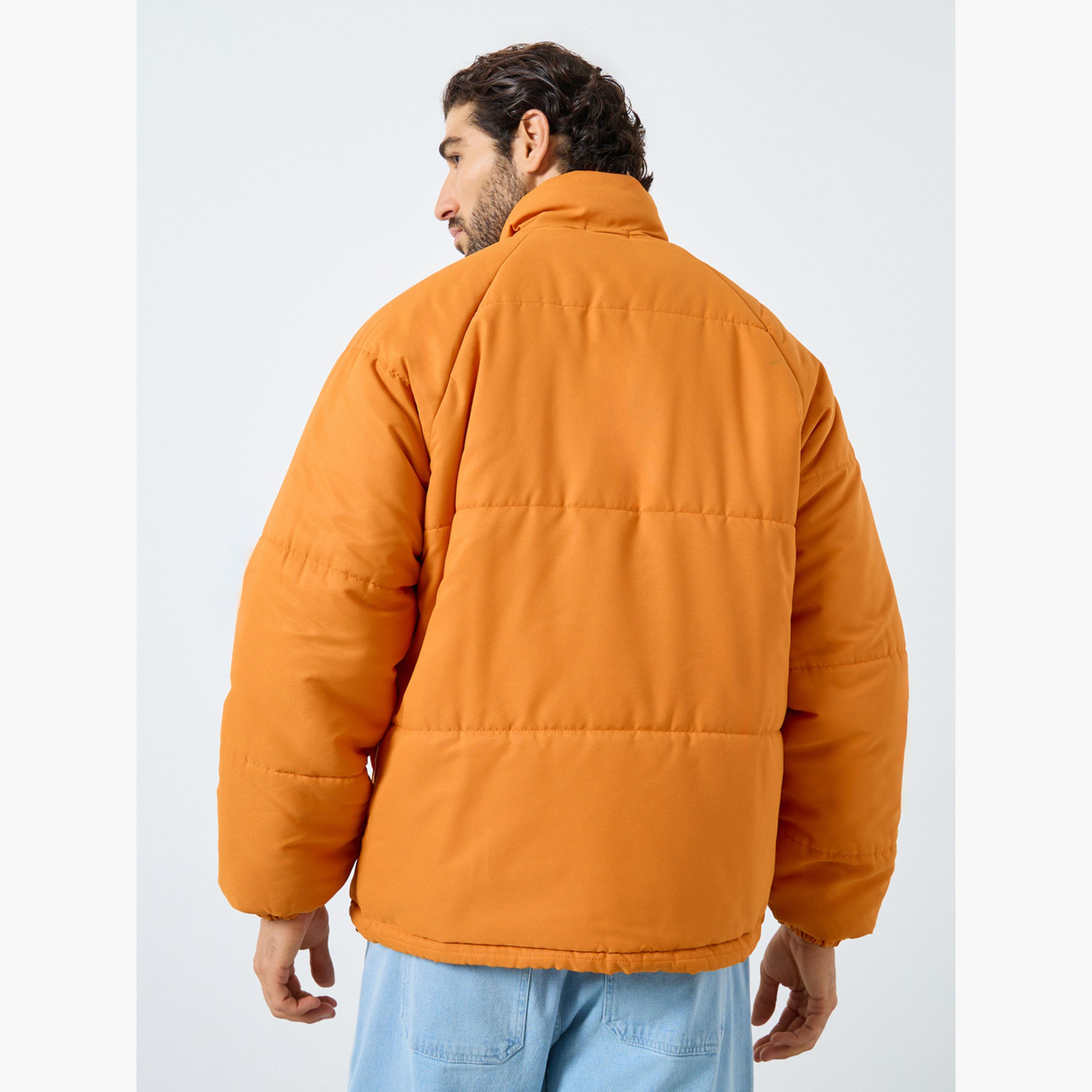 ستايلي - جاكيت رجالي منتفخ بسحاب وأكمام طويلة وياقة عالية سادة-men-winterwear-jacketsandblazers-image-4