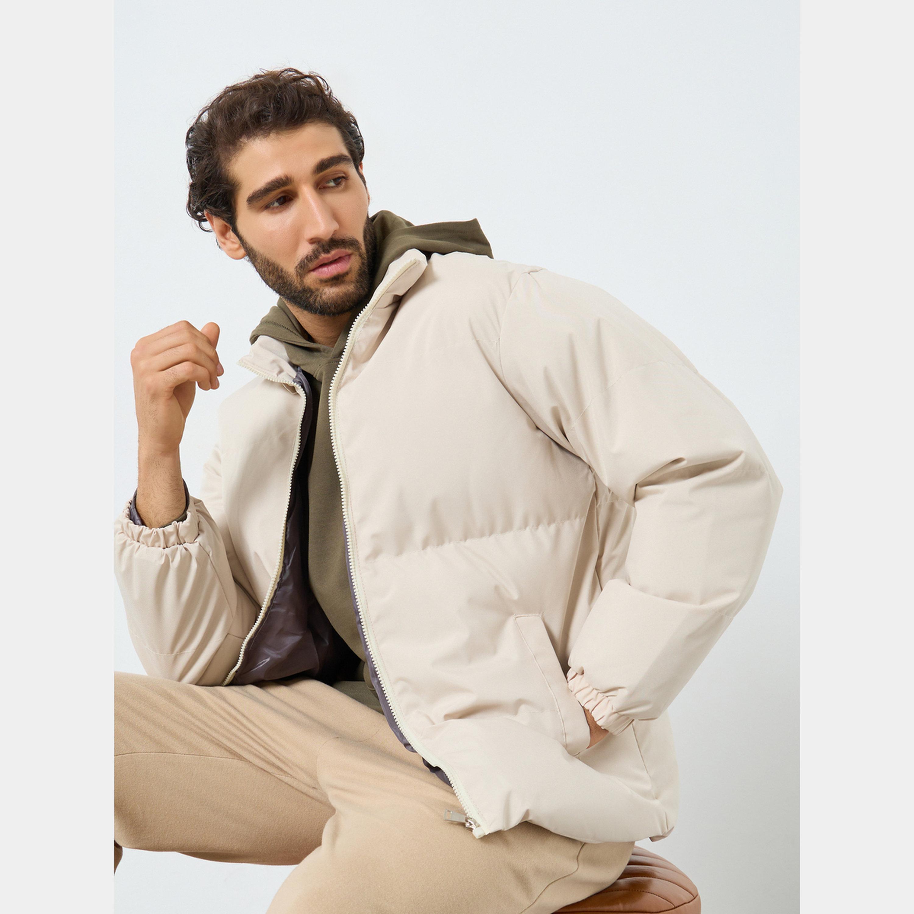 Styli Men Off White Plain Oversized Puffer Jacket-men-clothing-jacketsandblazers-jackets-image-3