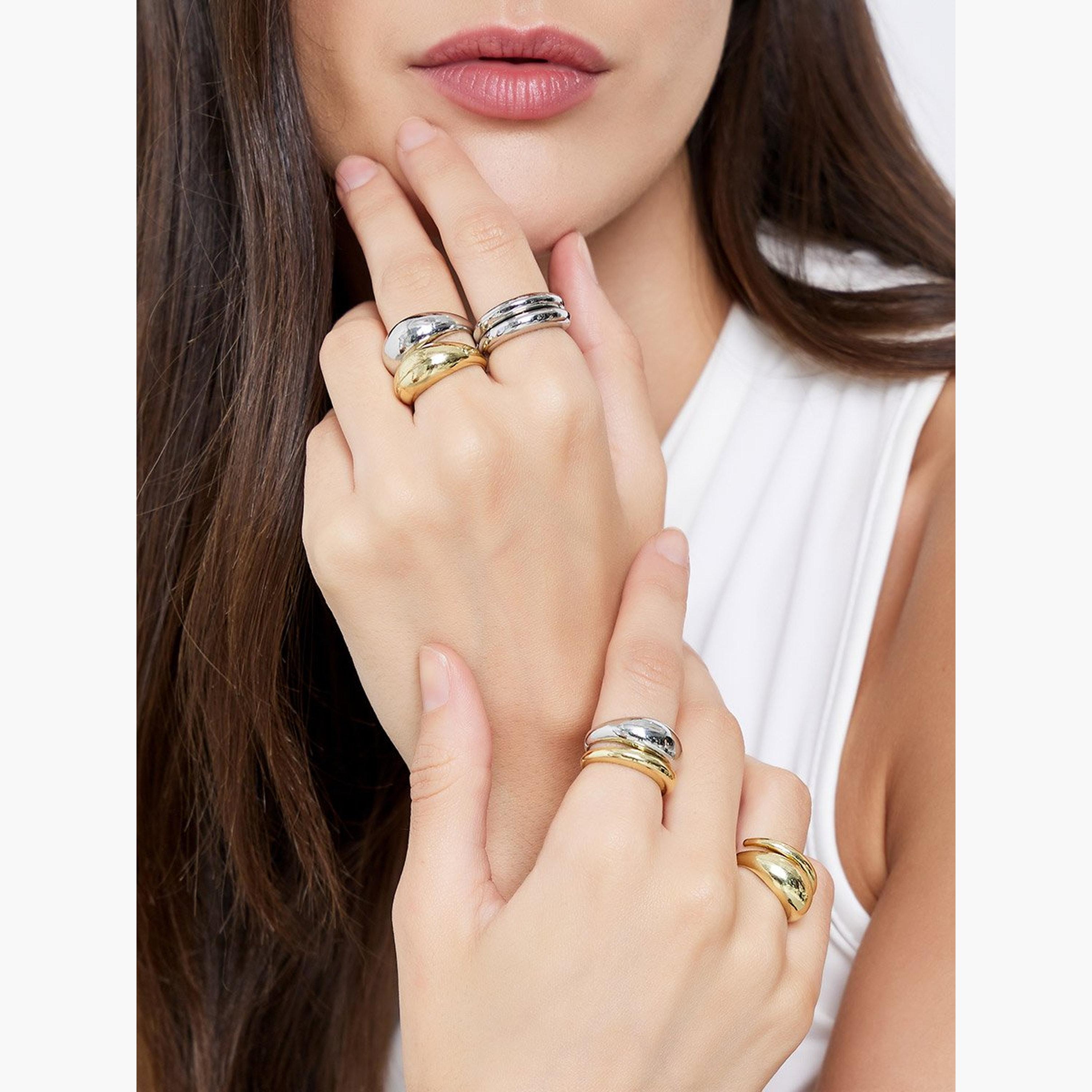 Styli Set of 8 - Gold and Silver Cuff Rings-women-watchesandjewellery-jewellery-rings-image-1