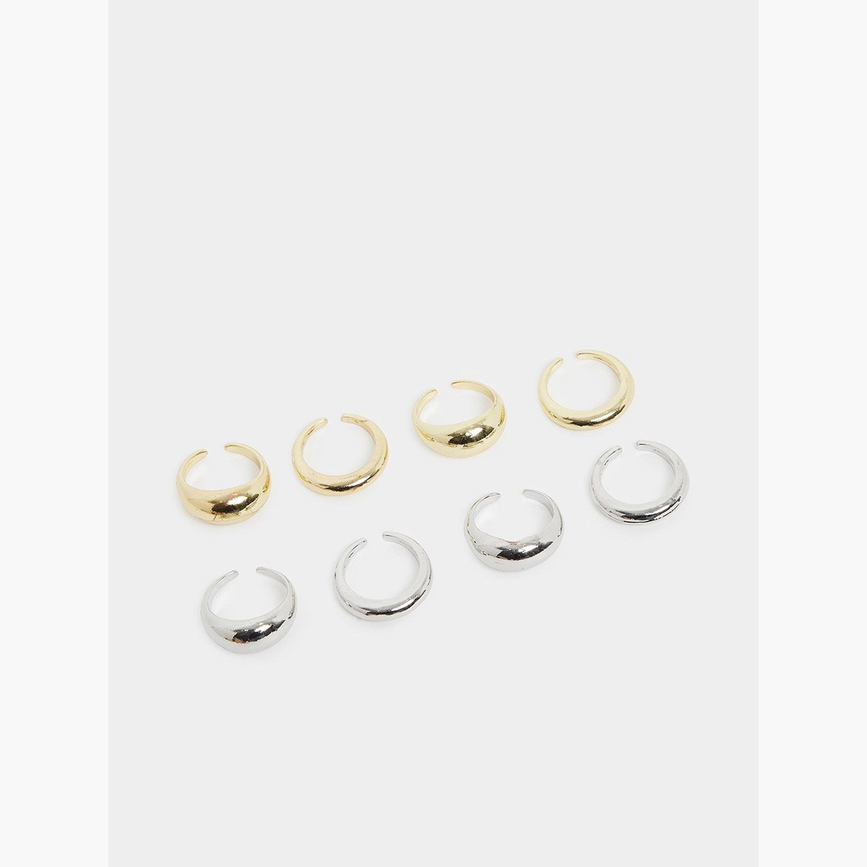 Styli Set of 8 - Gold and Silver Cuff Rings-women-watchesandjewellery-jewellery-rings-image-2