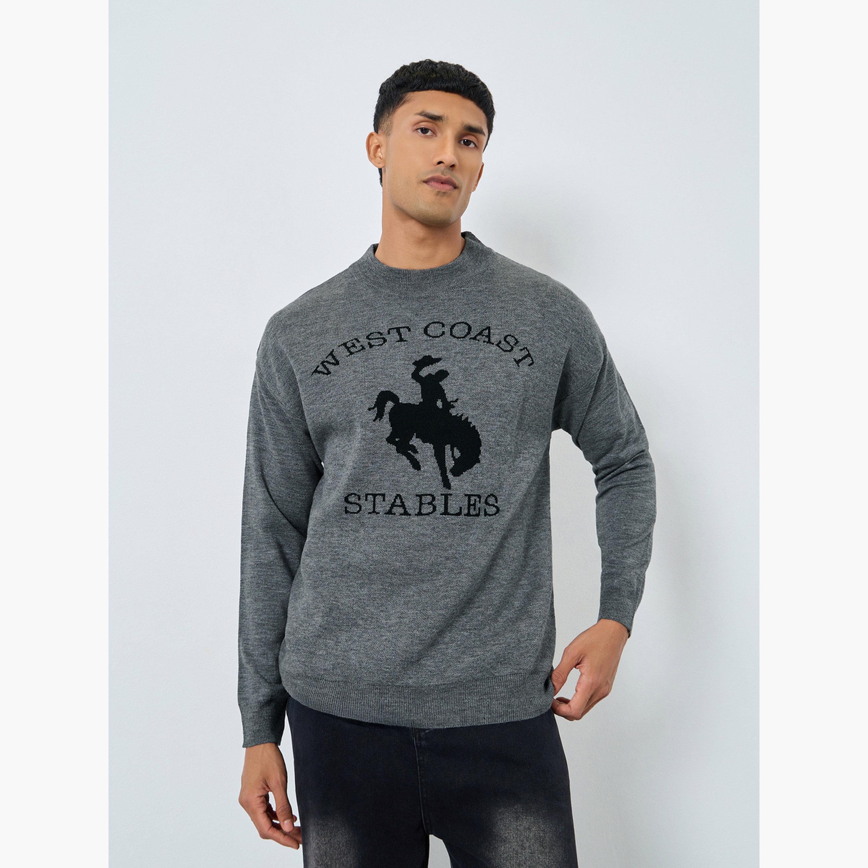 سويتر رمادي محبوك مسطح بقصة مريحة للرجال-men-clothing-sweatersandpullovers-image-1