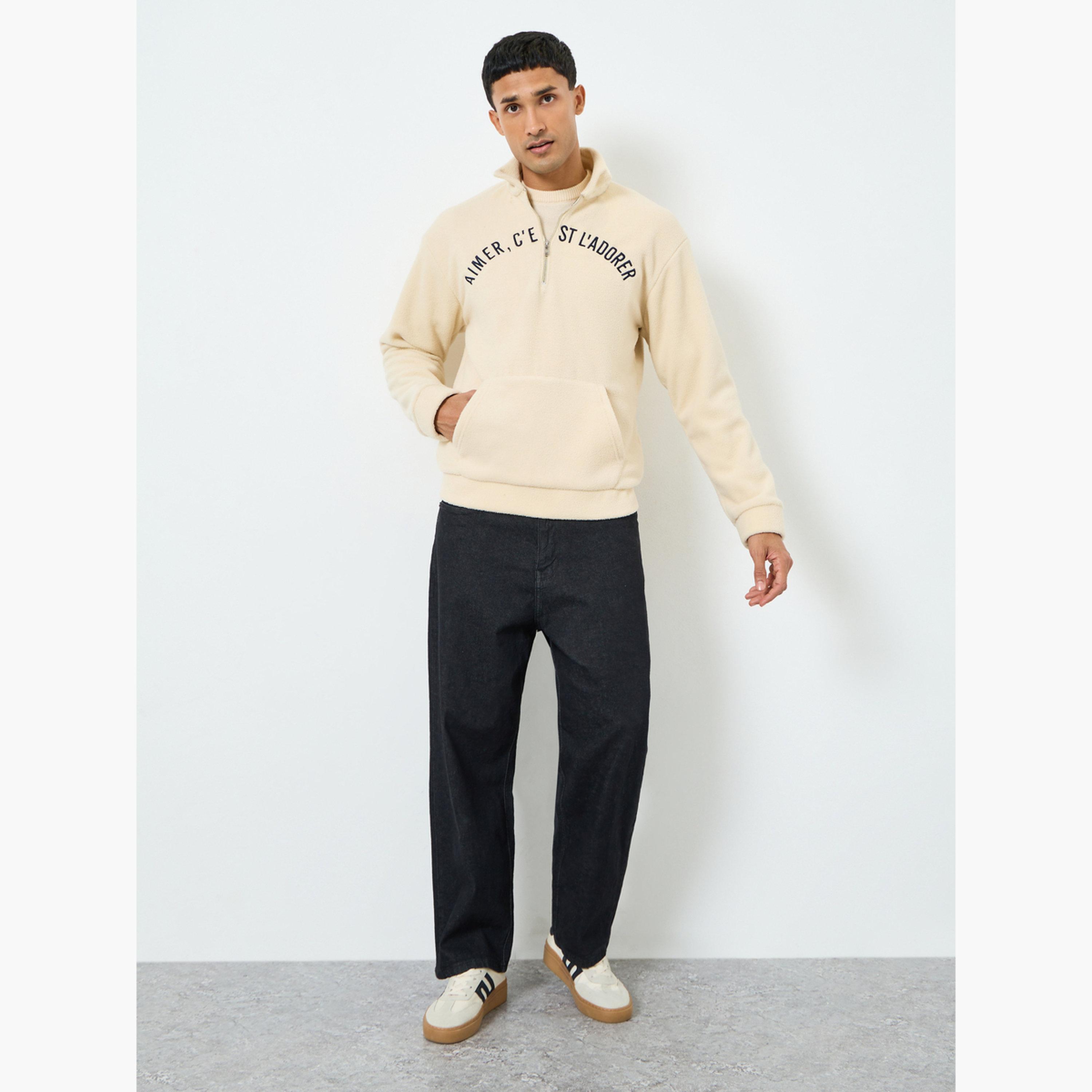 Styli Men Off-White Embroidered Fleece Sweater-men-winterwear-hoodiesandsweatshirts-image-2