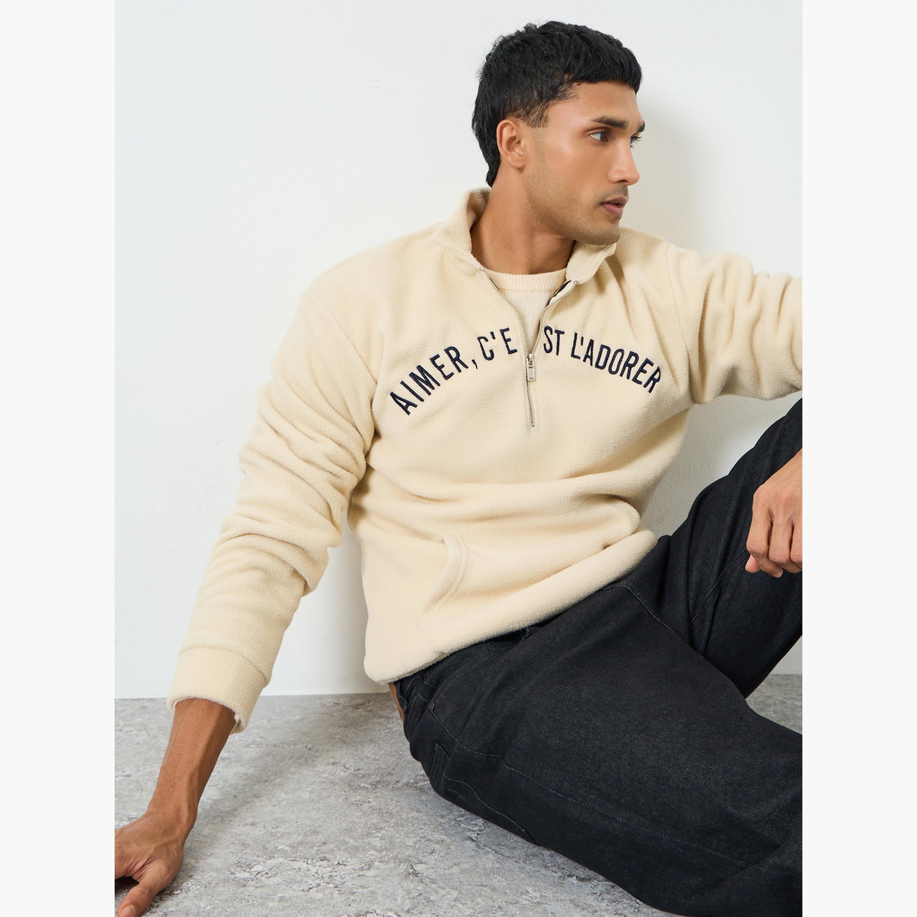 Styli Men Off-White Embroidered Fleece Sweater-men-winterwear-hoodiesandsweatshirts-image-3