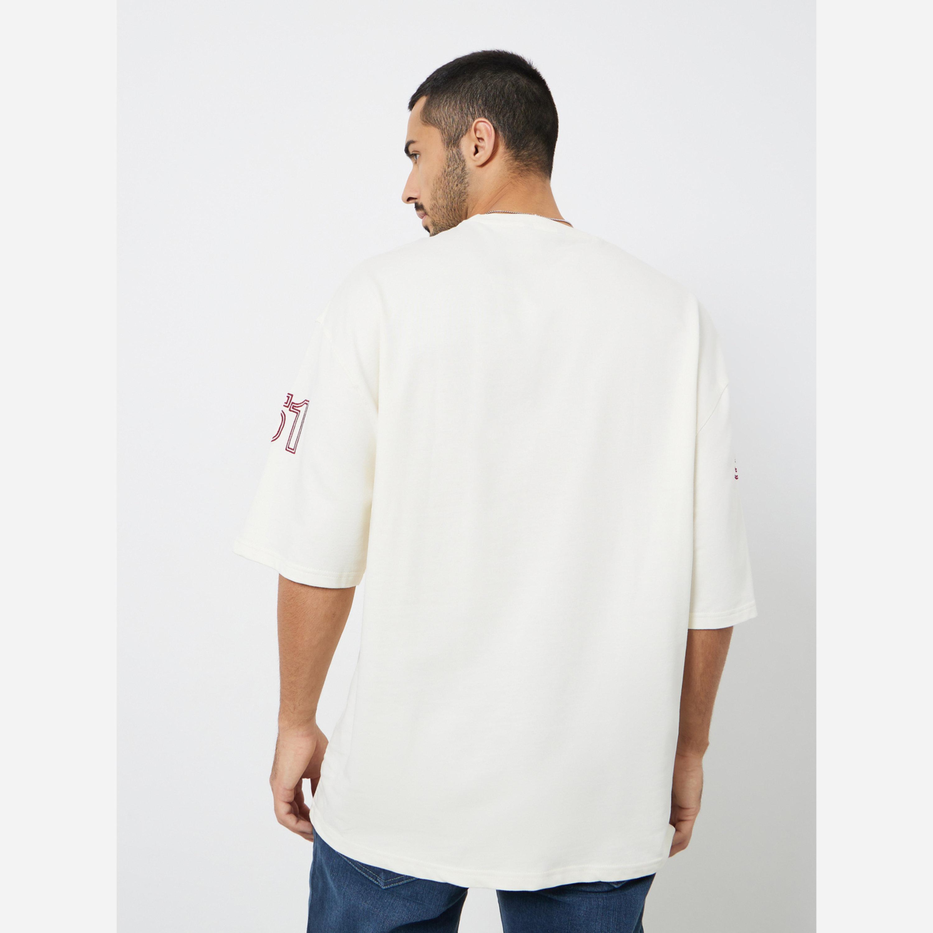 Styli Men Beige Graphic Print Boxy Fit T-Shirt-men-clothing-tshirtsandpolos-tshirts-image-5