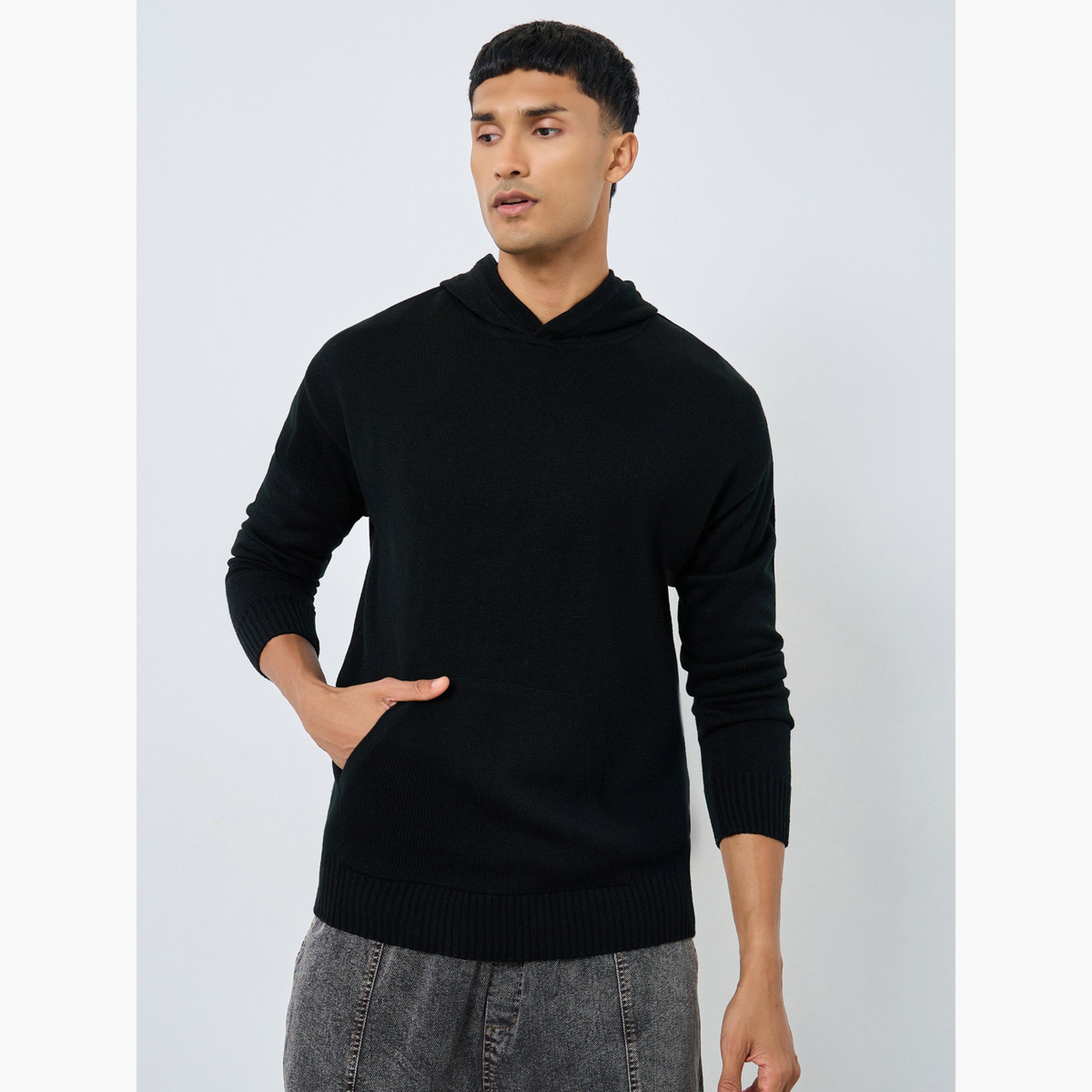 ستايلي - هودي محبوك باللون الأسود للرجال -men-winterwear-hoodiesandsweatshirts-image-1
