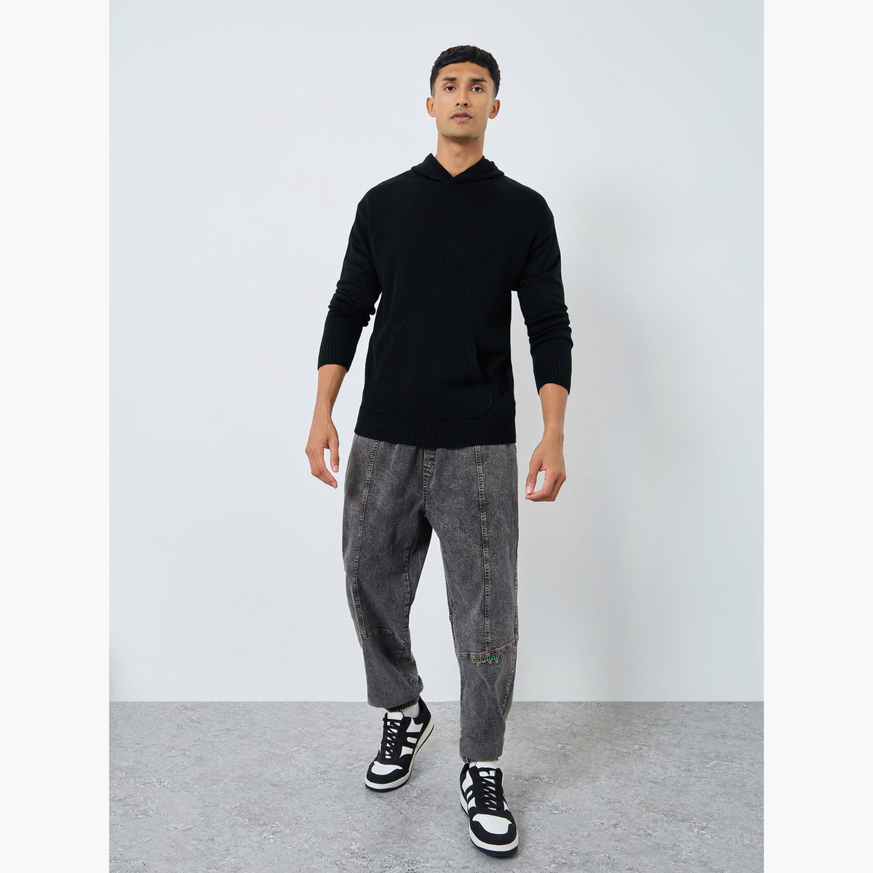 ستايلي - هودي محبوك باللون الأسود للرجال -men-winterwear-hoodiesandsweatshirts-image-2