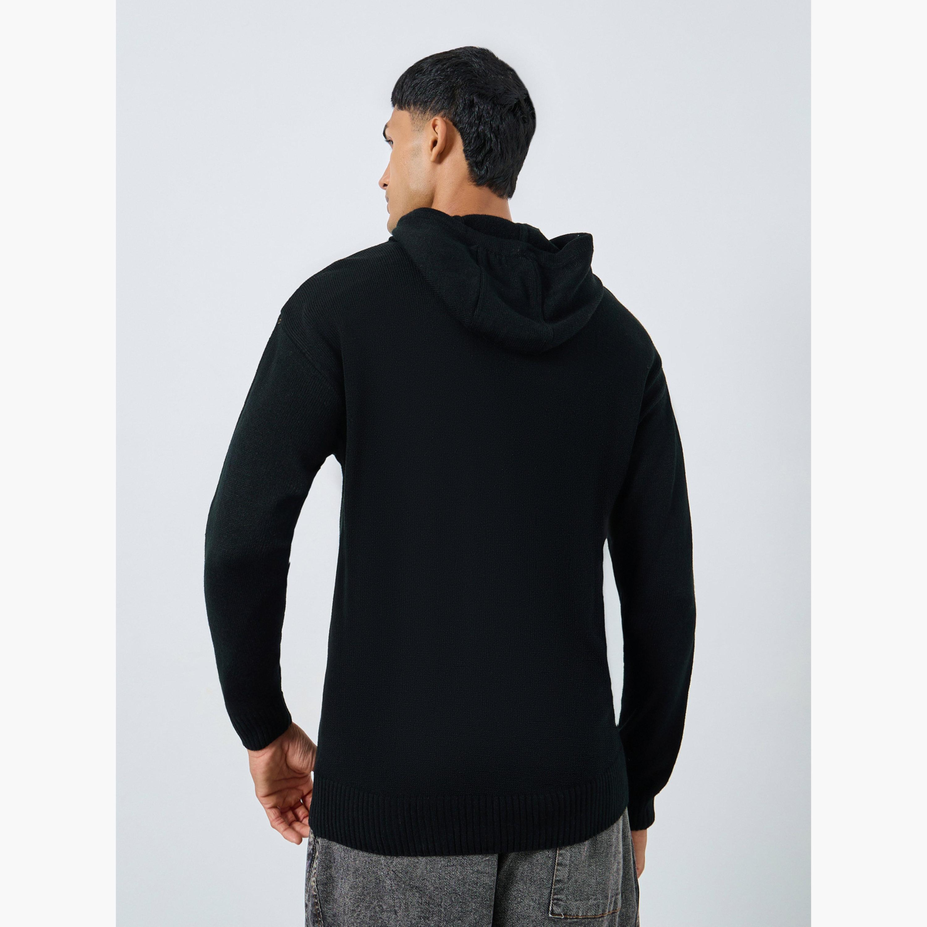ستايلي - هودي محبوك باللون الأسود للرجال -men-winterwear-hoodiesandsweatshirts-image-4