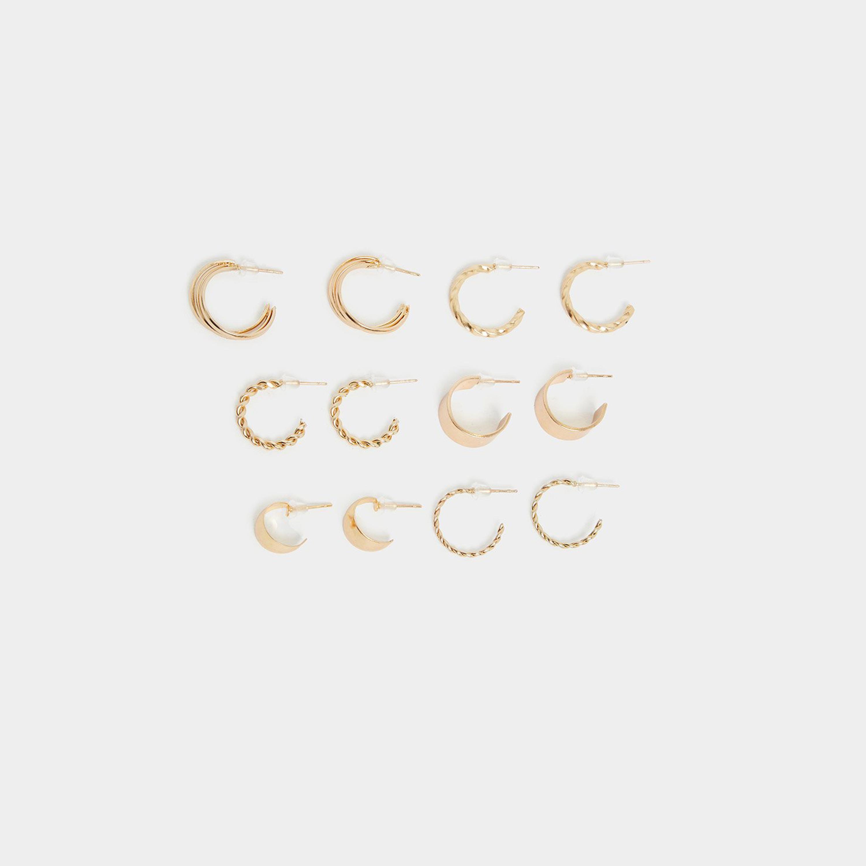 مجموعة من 6 - أقراط هوب سادة-women-watchesandjewellery-jewellery-earrings-image-1