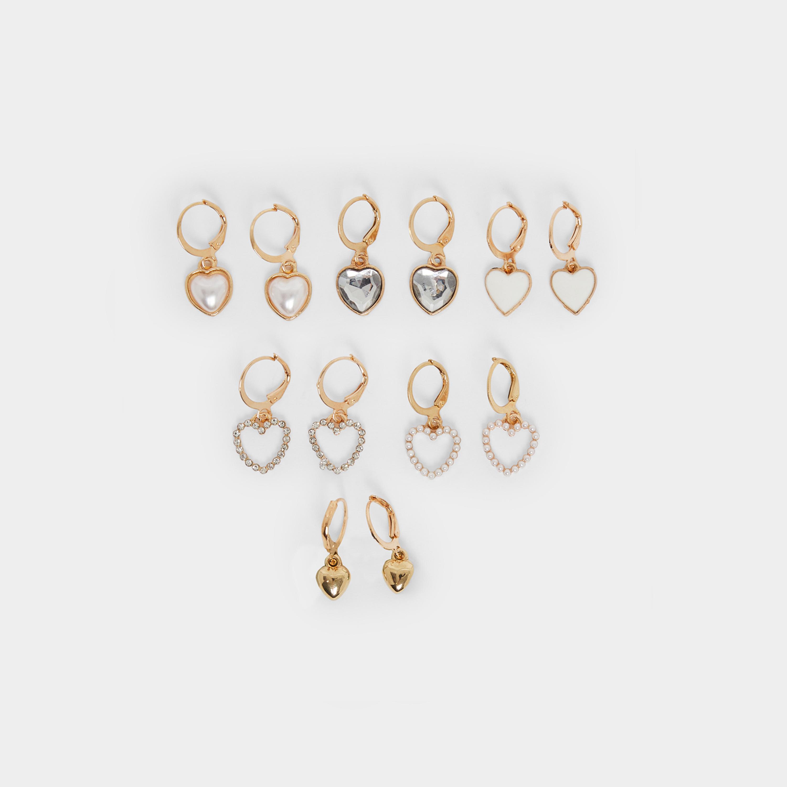 ستايلي - طقم 6 أقراط متدلية على شكل قلب-women-watchesandjewellery-jewellery-earrings-image-1