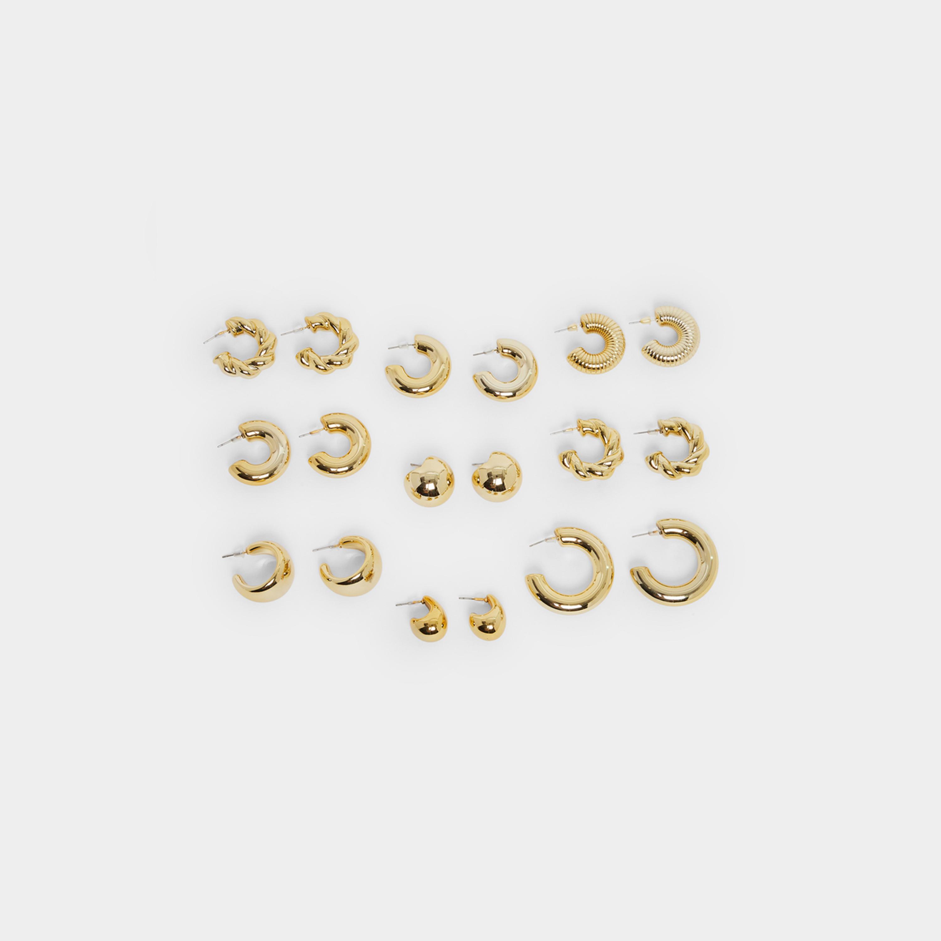Styli Set of 9 - Plain Half Hoop Earrings-women-watchesandjewellery-jewellery-earrings-image-1