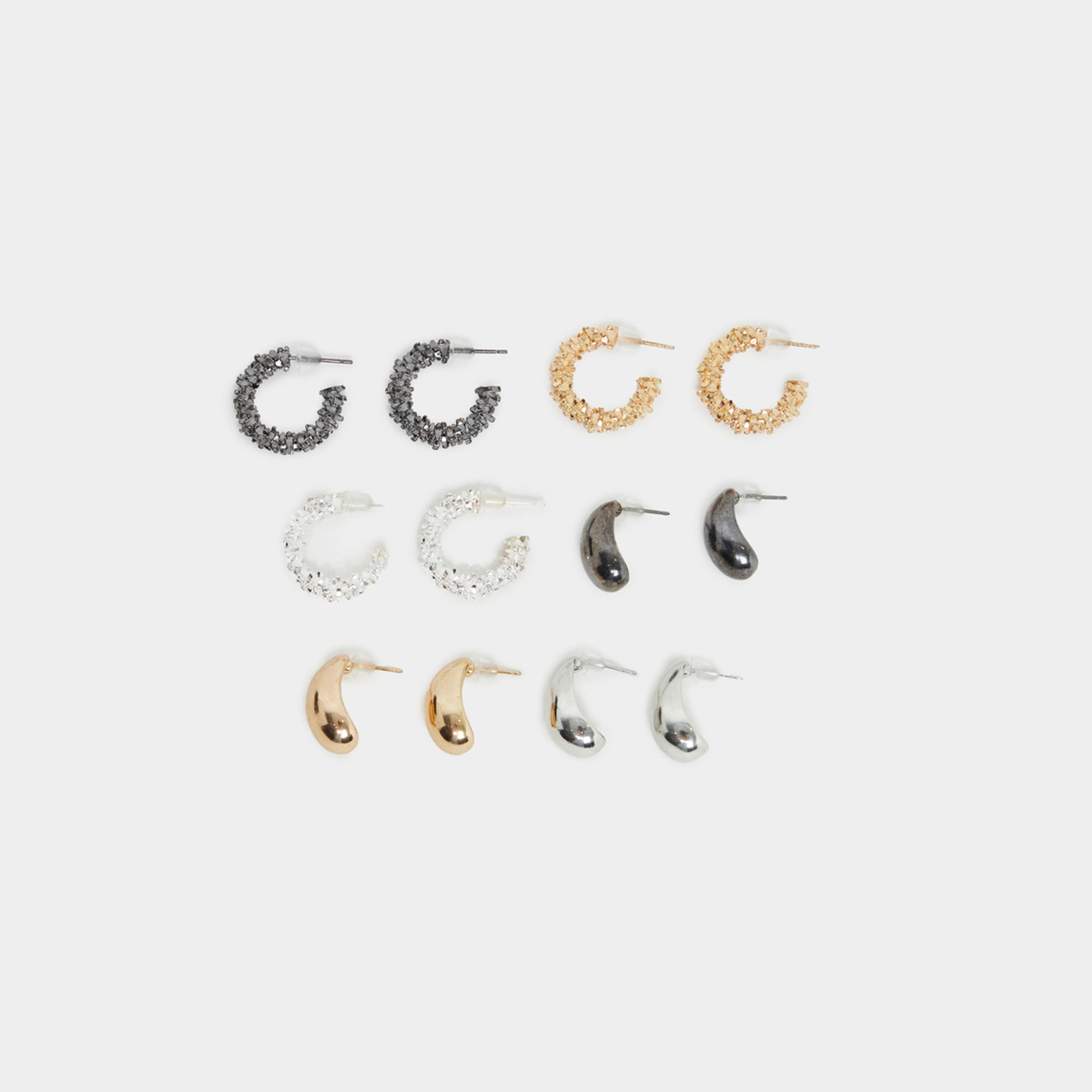 Styli Set of 6  - Multi Textured Hoop Earrings-women-watchesandjewellery-jewellery-earrings-image-1