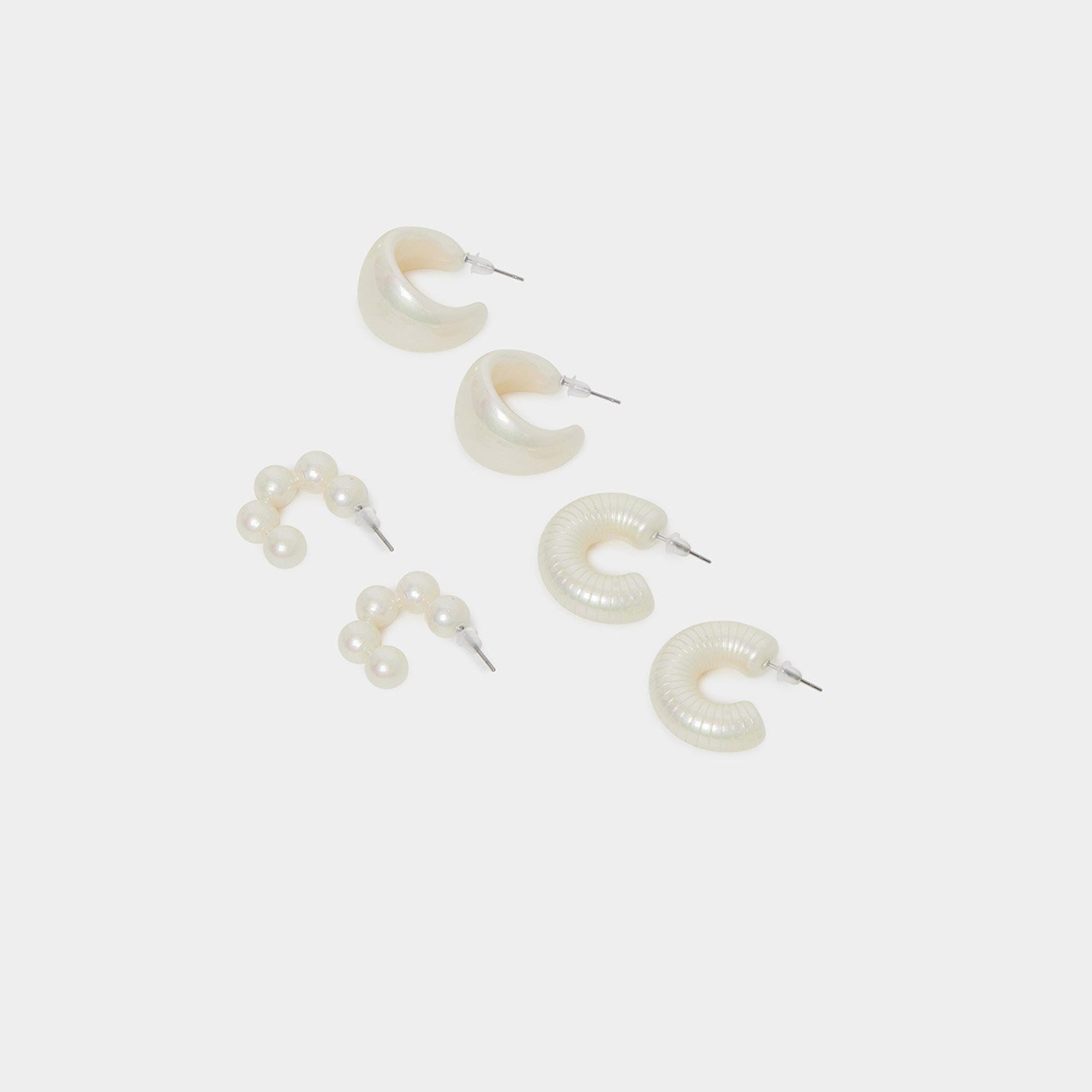 مجموعة من 3 - أقراط مُنمقة بلؤلؤ صناعي-women-watchesandjewellery-jewellery-earrings-image-1