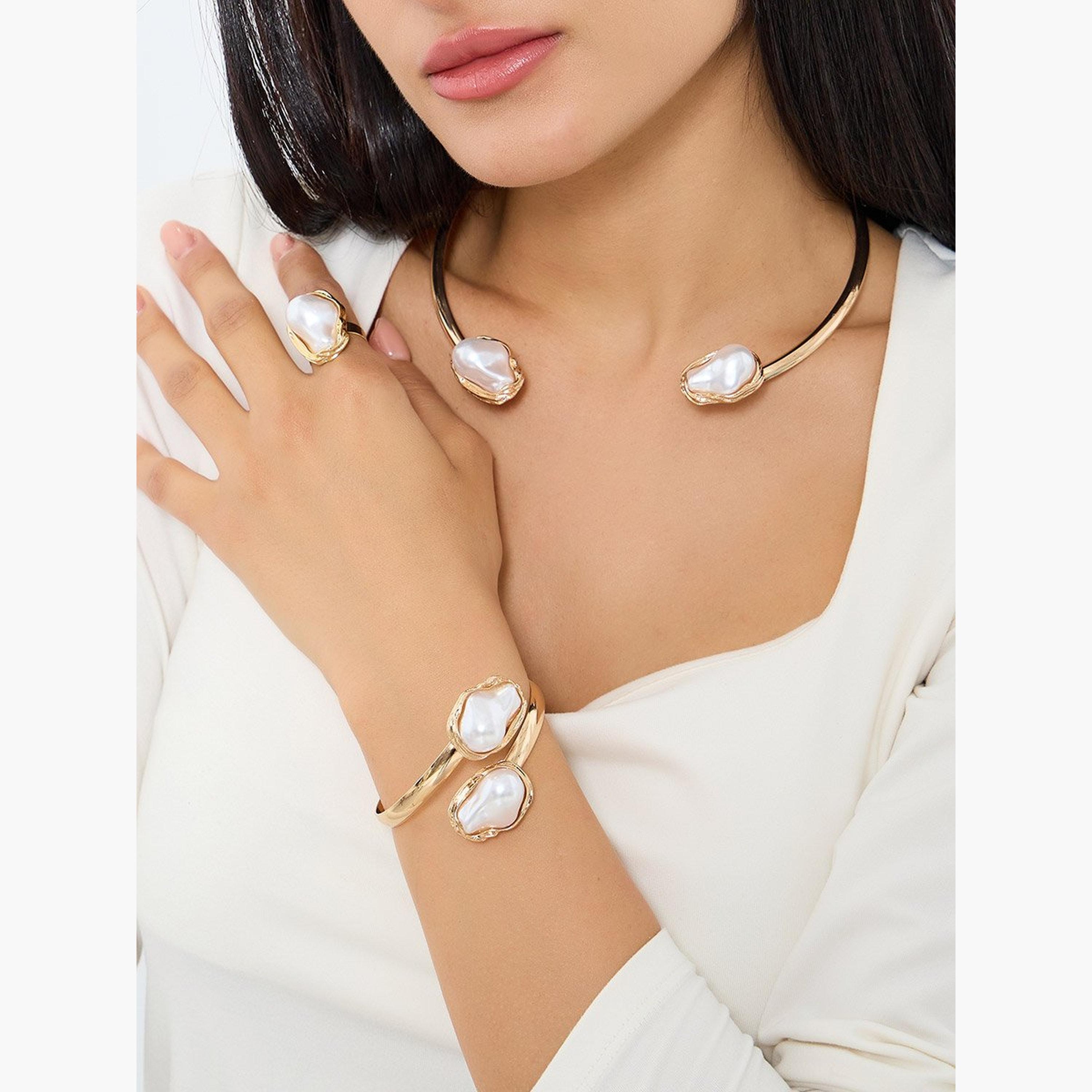 طقم من قلادة شوكر مع خاتم وسوار يد-women-watchesandjewellery-jewellery-jewellerysets-image-1
