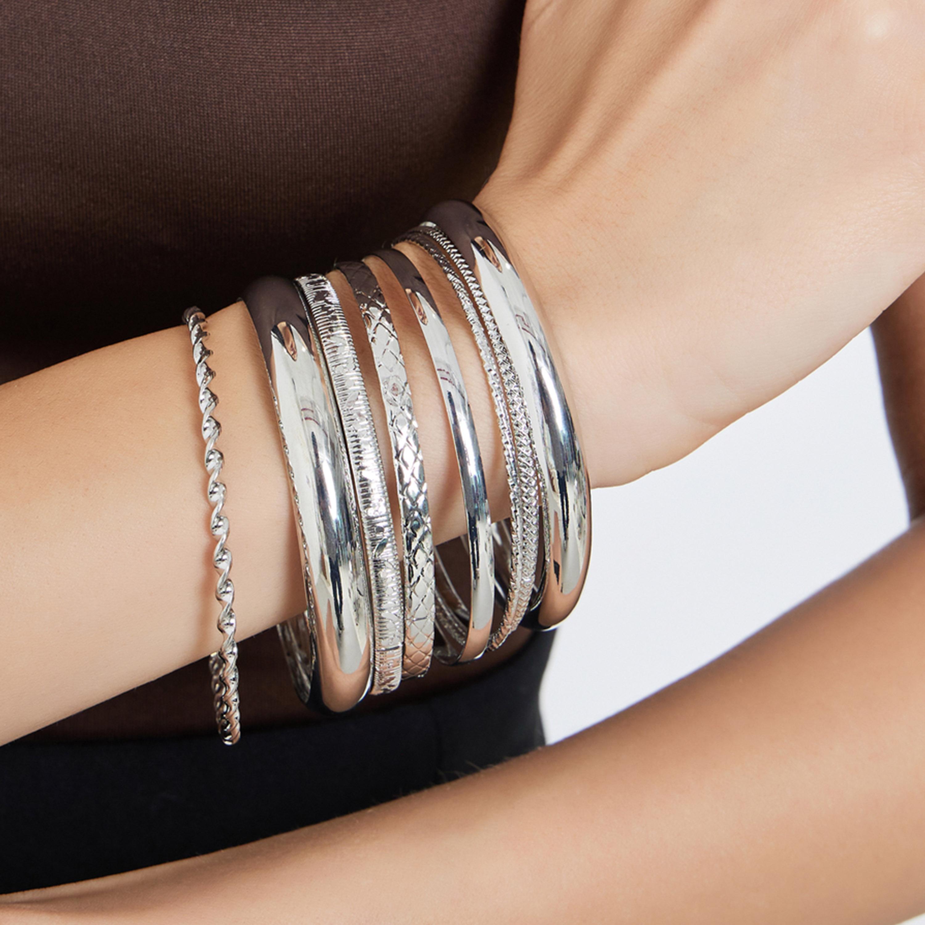 Styli Set of 8 - Textured Bangles-women-watchesandjewellery-jewellery-banglesandbracelets-image-2