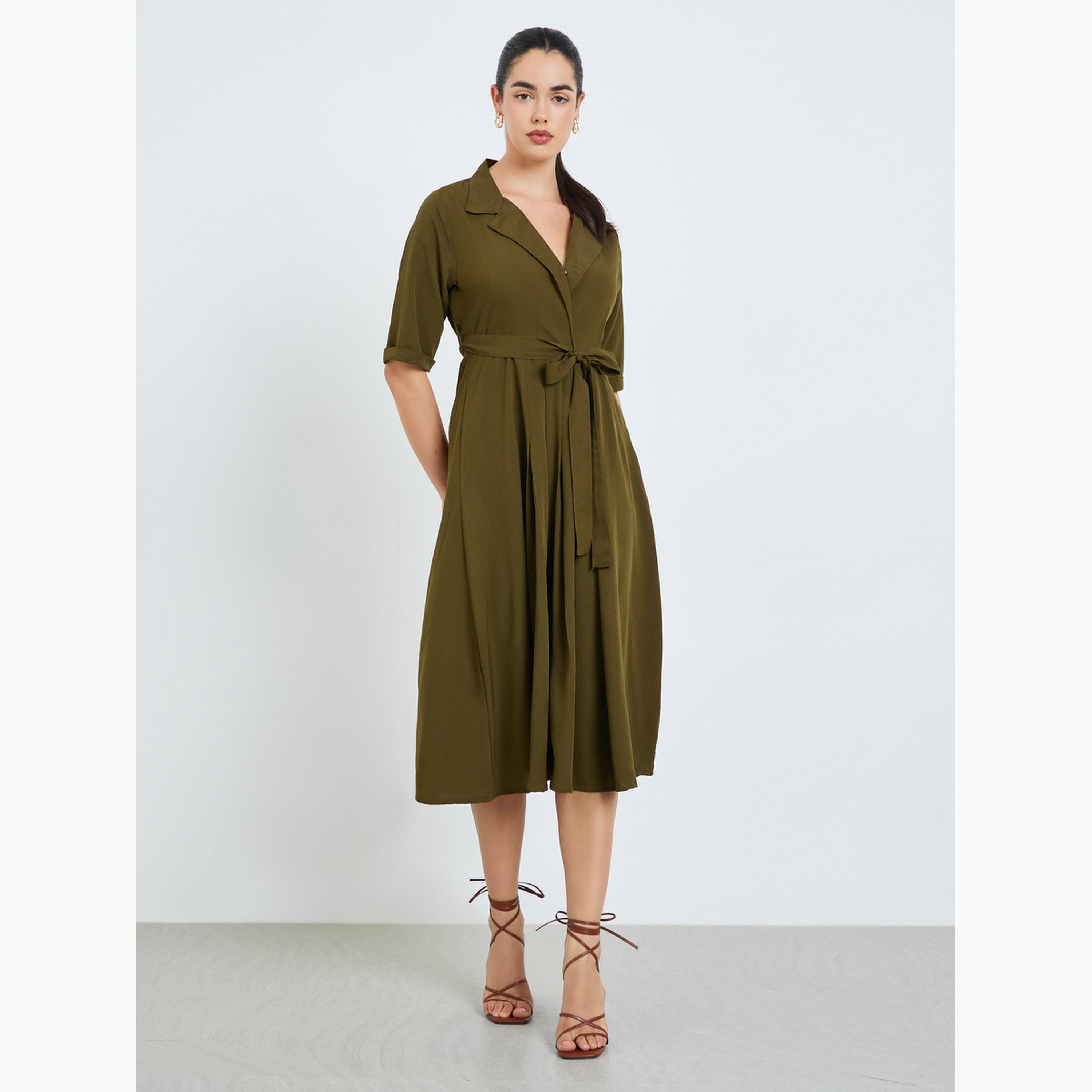 green emerald velvet dress MO&Co.Women Two Piece Slim Fit Blazer Dress Olive Size M main image 1