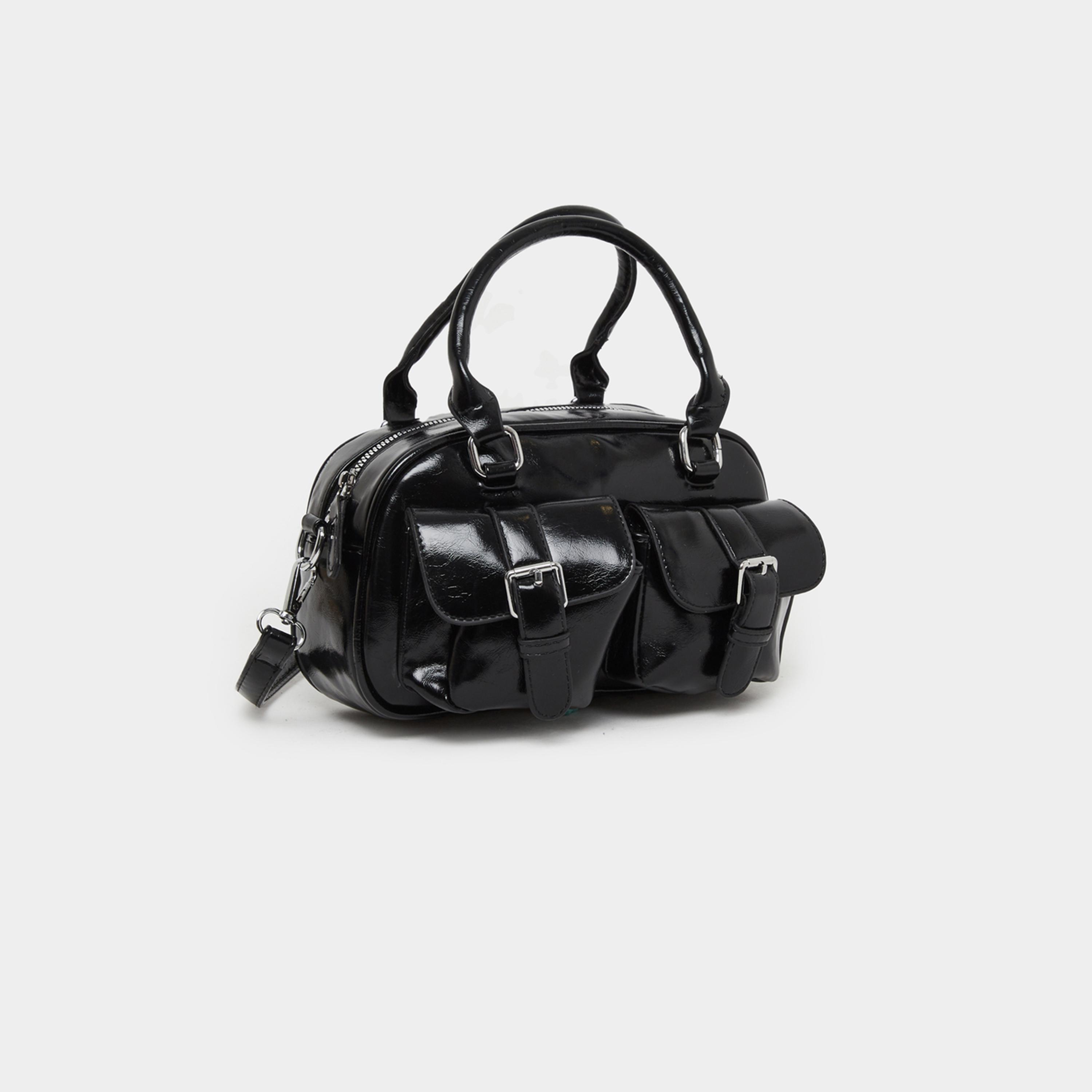 ستايلي - شنطة سيتي من الجلد الأسود اللامع-women-bagsandwallets-handbags-image-1