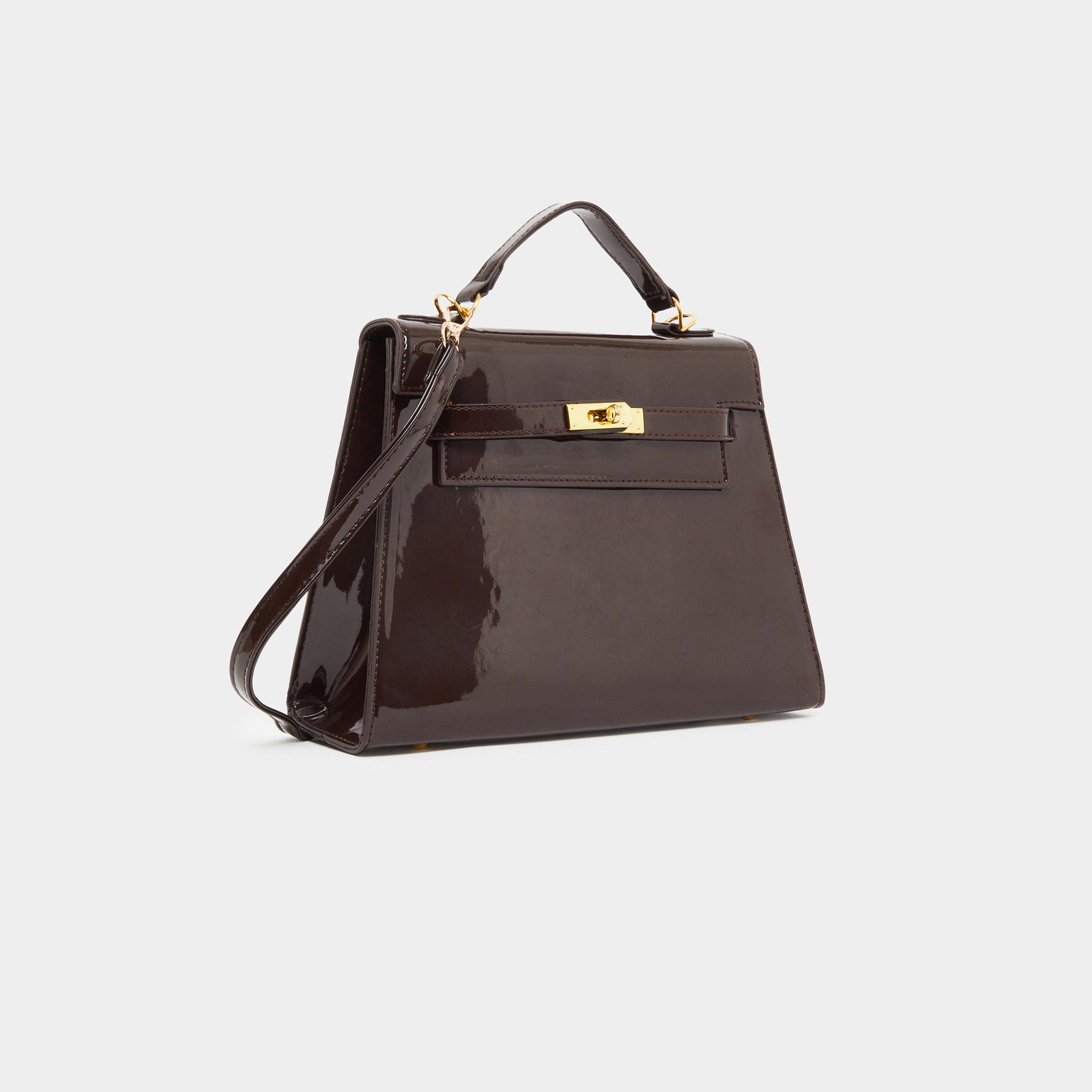Styli Coffee Brown Patent Handbag-women-bagsandwallets-handbags-image-1