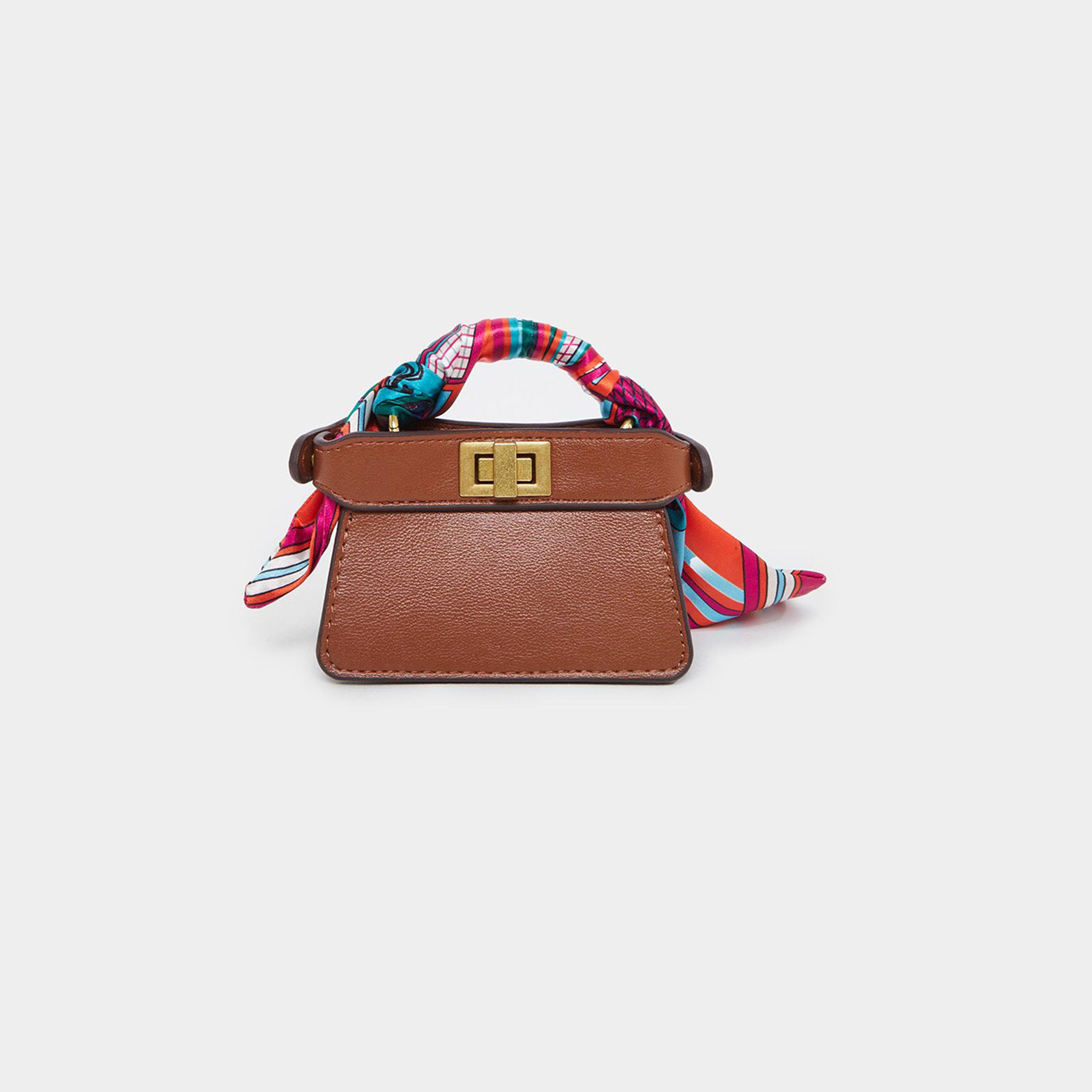 Styli Brown Satchel Bag with Scarf Detail-women-bagsandwallets-handbags-image-2
