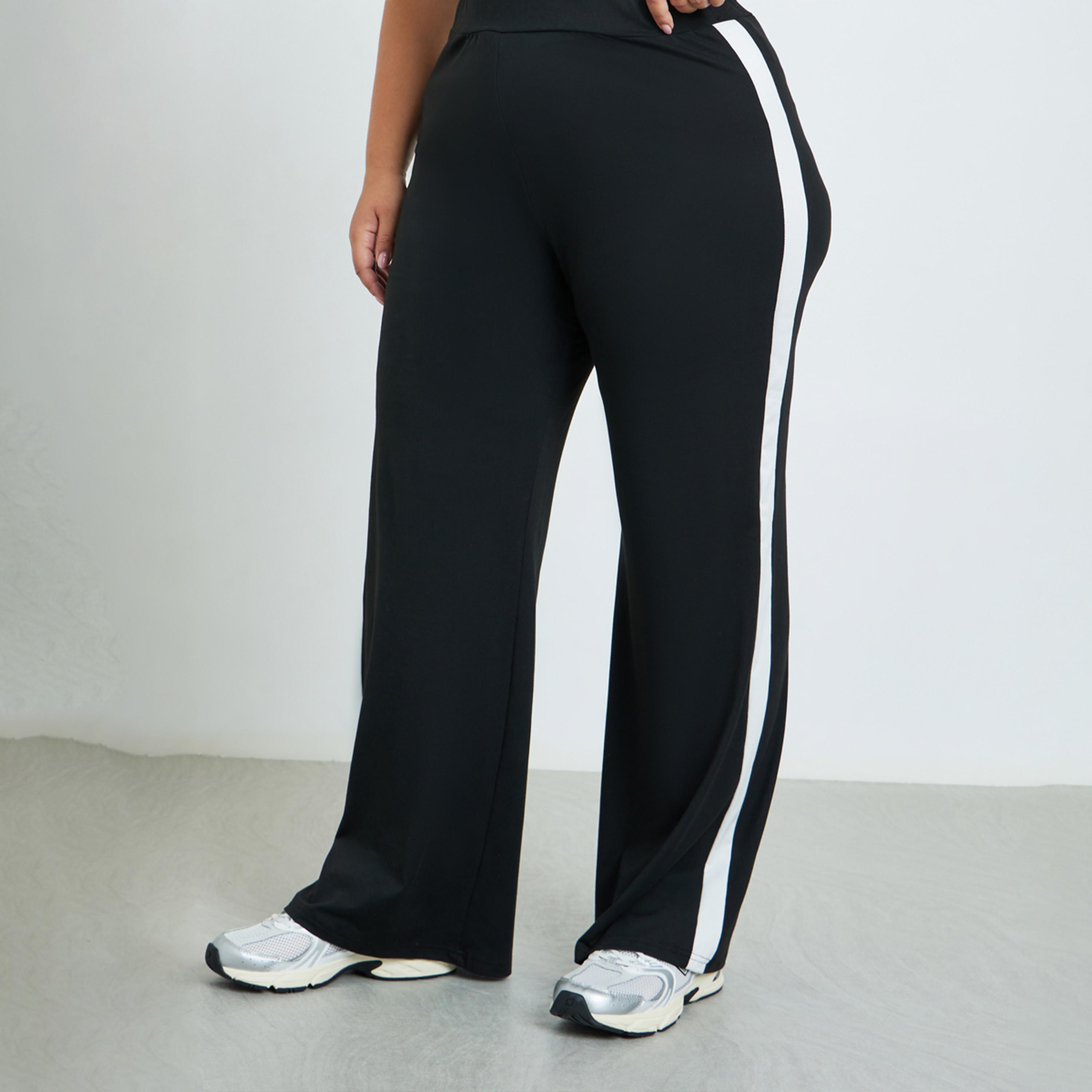 ستايلي - بنطال ضيق واسع مخطط جانبي مقاس كبير-women-clothing-bottoms-leggings-image-1