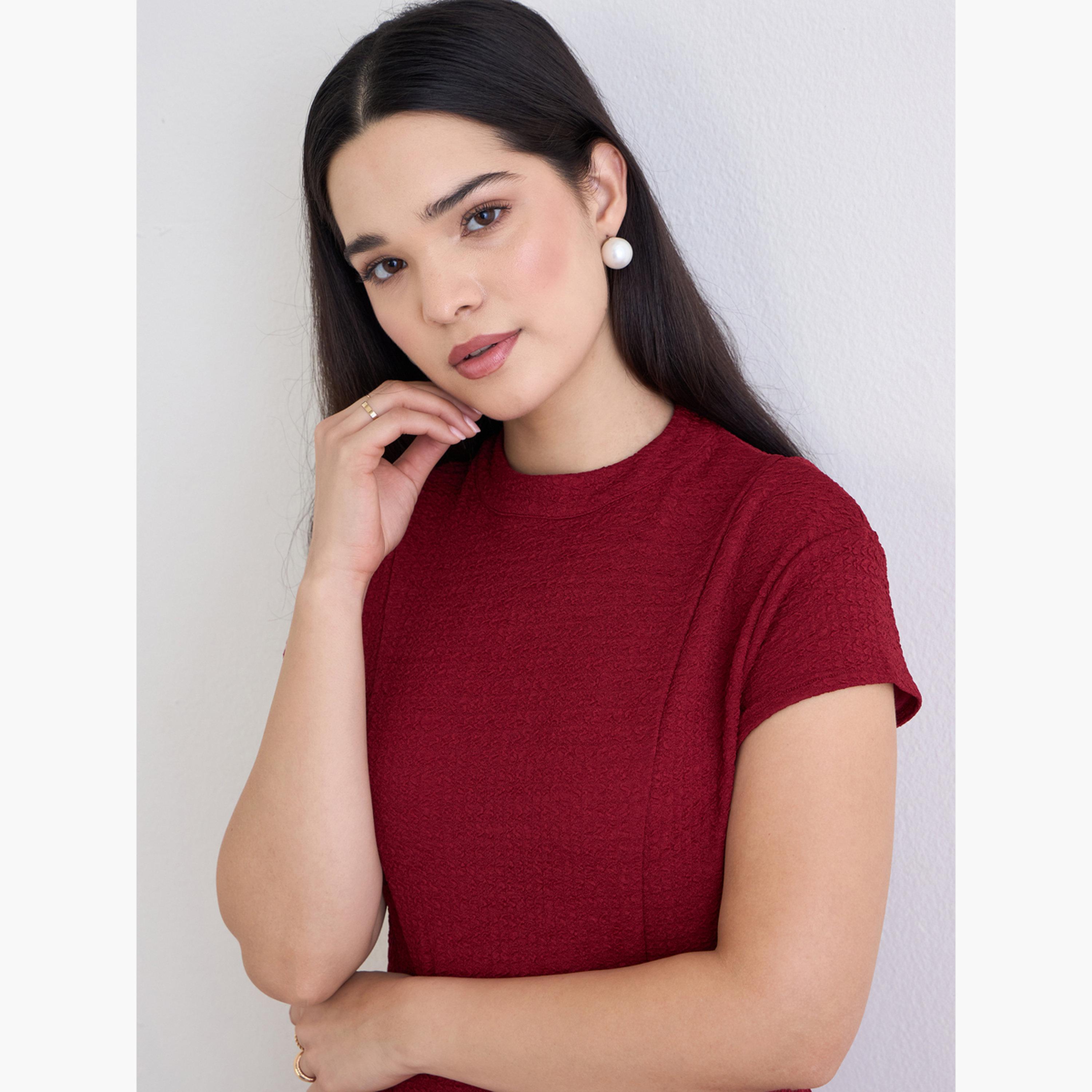 ستايلي - فستان ماكسي برغندي بحافة غير متماثلة للنساء-women-clothing-dresses-image-3