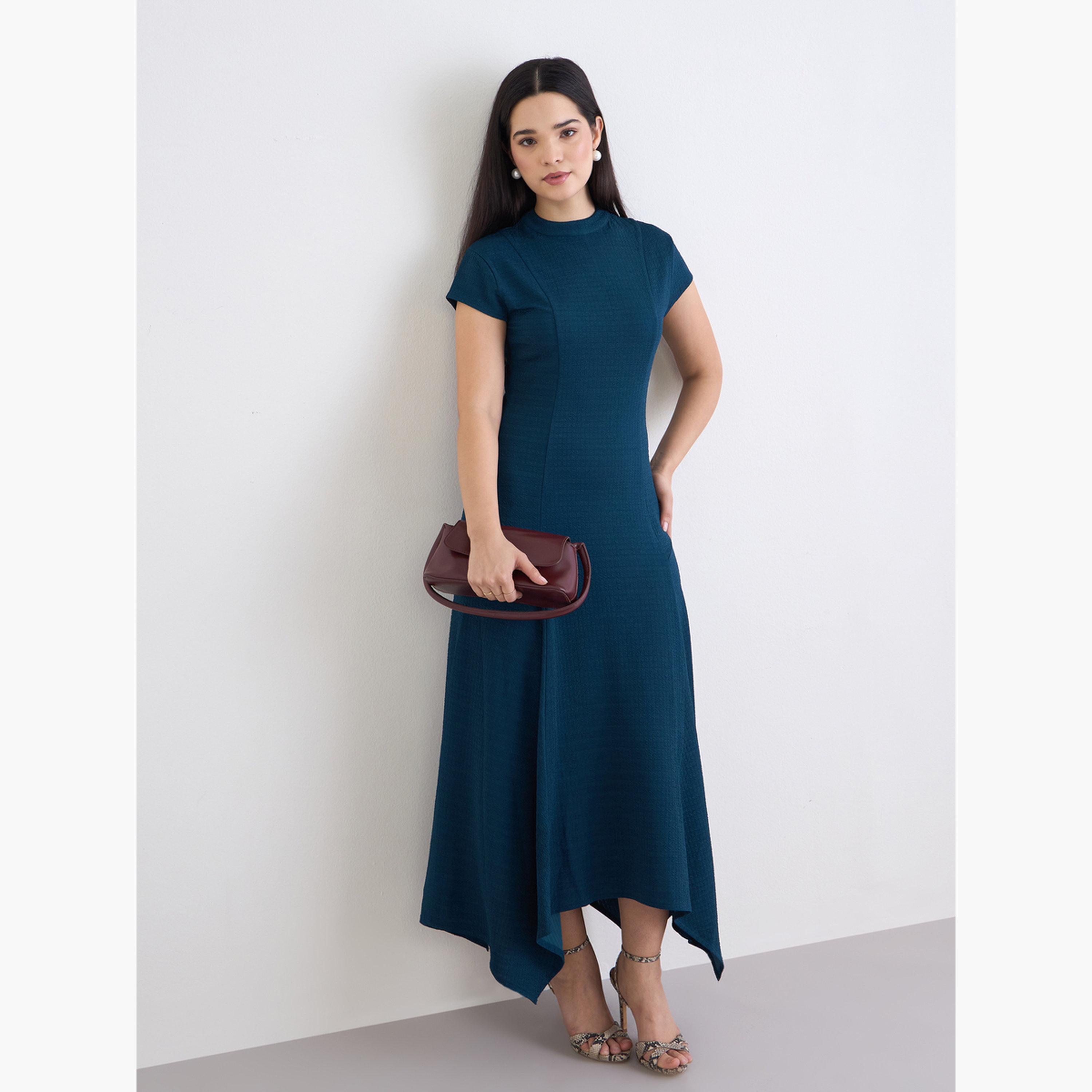 Styli Women Teal Asymmetric Hem Maxi Dress-women-clothing-dresses-image-2